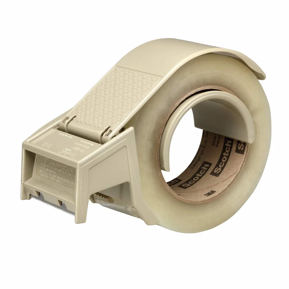 Scotch H122 Dispensador de cinta de embalaje industrial con freno integrado para cinta de 2 pulgadas – Ligero y compacto para embalaje comercial, envío, movimiento, sellado de cartón y caja, gris