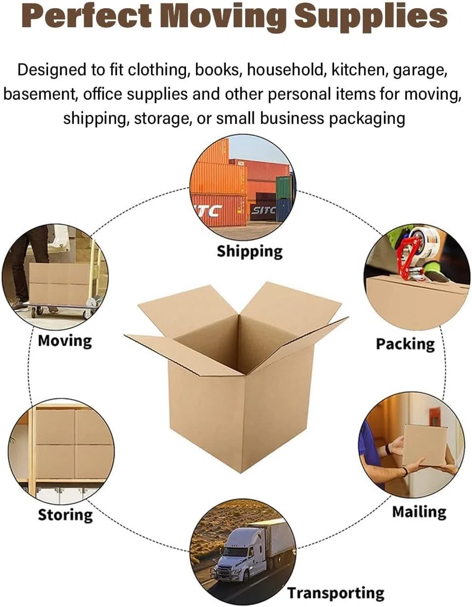 AviiSo Cajas de Carton Corrugado Cajas de Doble Pared Resistentes para Embalaje, mudanza y Almacenamiento, Paquete de 5 (Size : 50x35x30cm/20x14x12in)
