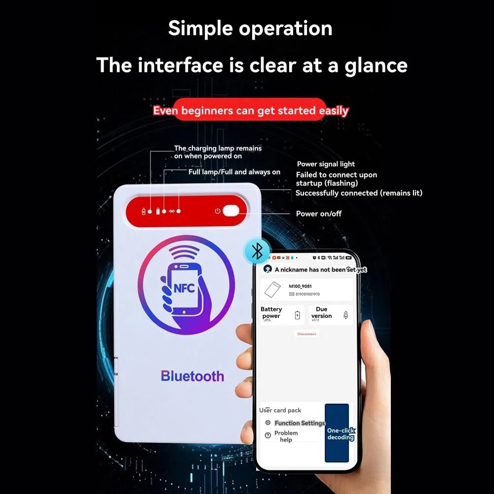 Lector de Tarjetas NFC Max, Grabador, Bluetooth, IC ID, RFID, Duplicador, Lector de Tarjetas con Cifrado para Ascensores, Compatible con Android e IOS, HarmonyOS.
