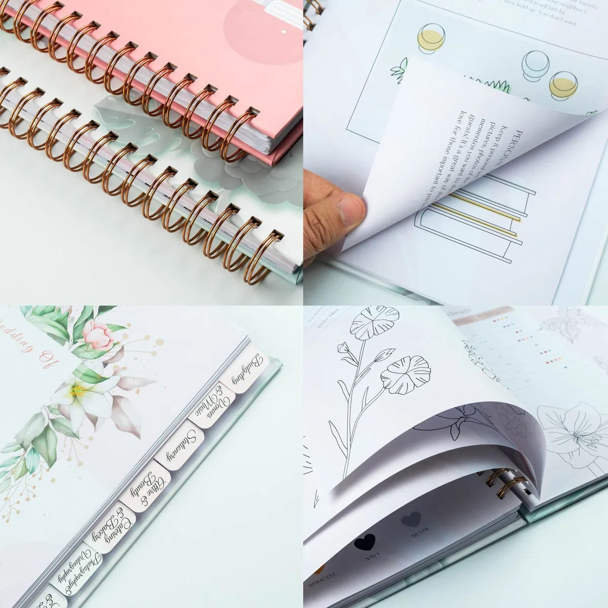 El Planificador y Organizador de Bodas Ideal Cuaderno en Espiral Diario a Rayas Planificación Detallada de Posibles Parejas,White,A4(280 * 210mm)