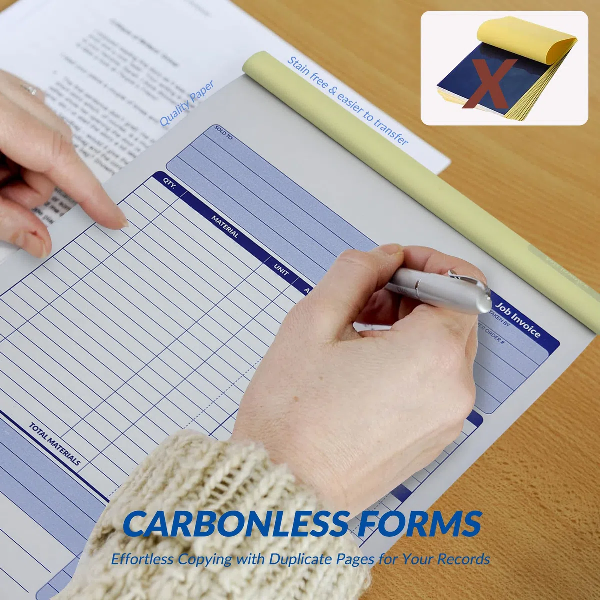2 libros formularios de orden de trabajo de trabajo, libro de facturas de contratista de gran tamaño, libro de recibos de facturas para pequeñas empresas, formularios sin carbono de 2 partes,