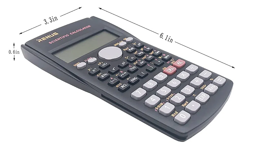 RENUS Calculadora científica de ingeniería de 2 líneas para Estudiantes y Profesores (8 Unidades, Negro)