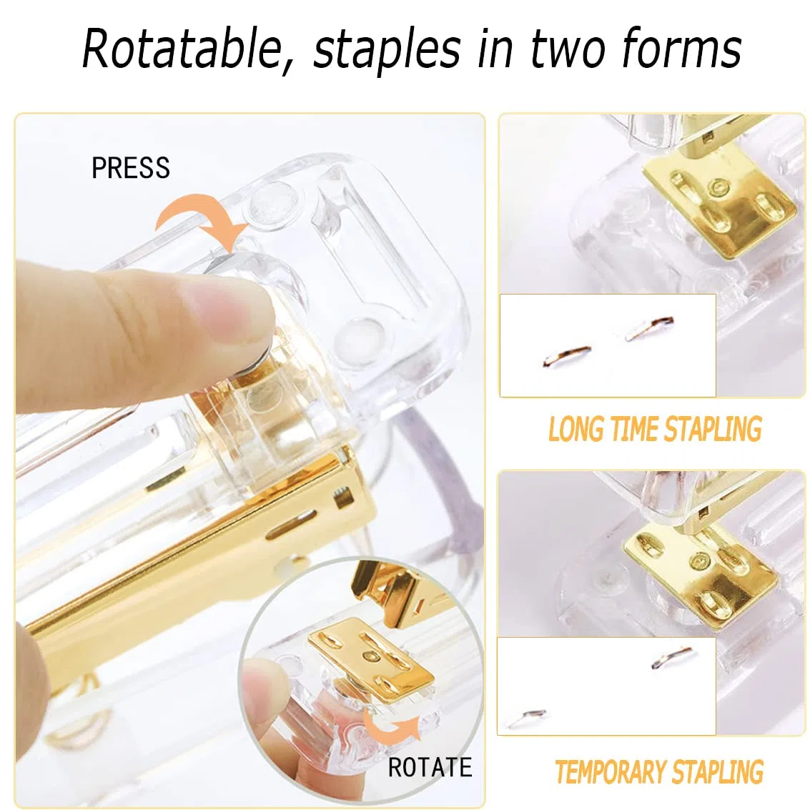 Suministros de Oficina y Accesorios de Oro Rosa, Grapadora acrílica, removedor de Grapas, Soporte de Cinta, Soporte para bolígrafos, bolígrafo, Tijeras, Clips de Carpeta, Grapas, Soporte para