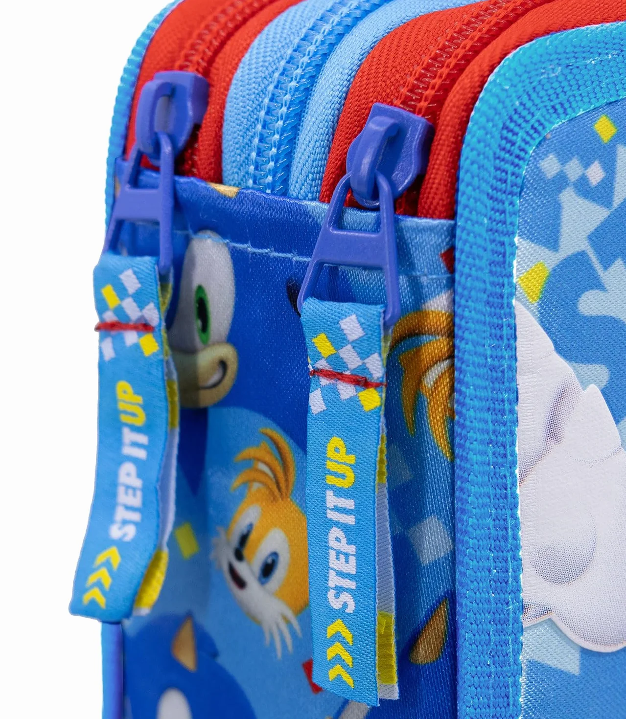Estuche escolar 3 cremalleras Sonic The Hedgehog 3 Zip con 44 artículos (azul claro/rojo), 20×15×6 cm - Producto oficial SEGA, Cartuchera, turquesa, Contemporain