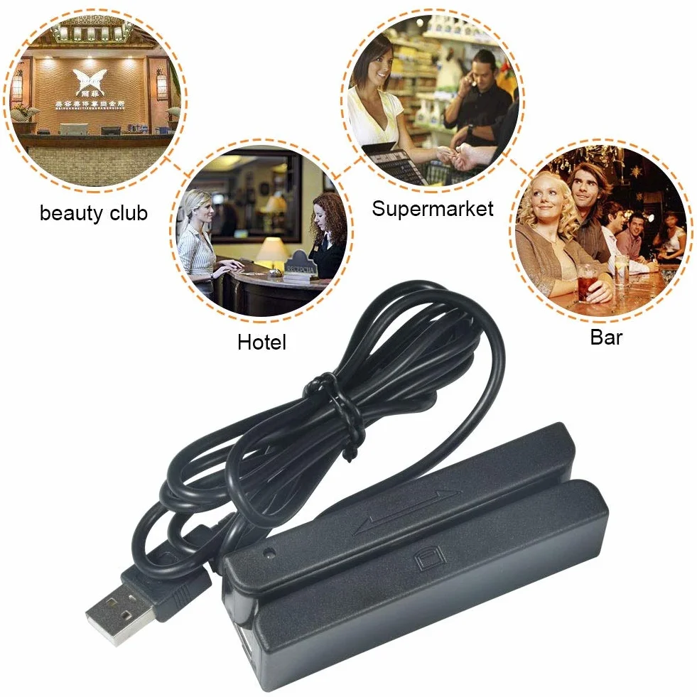 Nikou Lector de Tarjetas de crédito USB MSR580 3 Pistas Mini mag Hi-Co Swiper