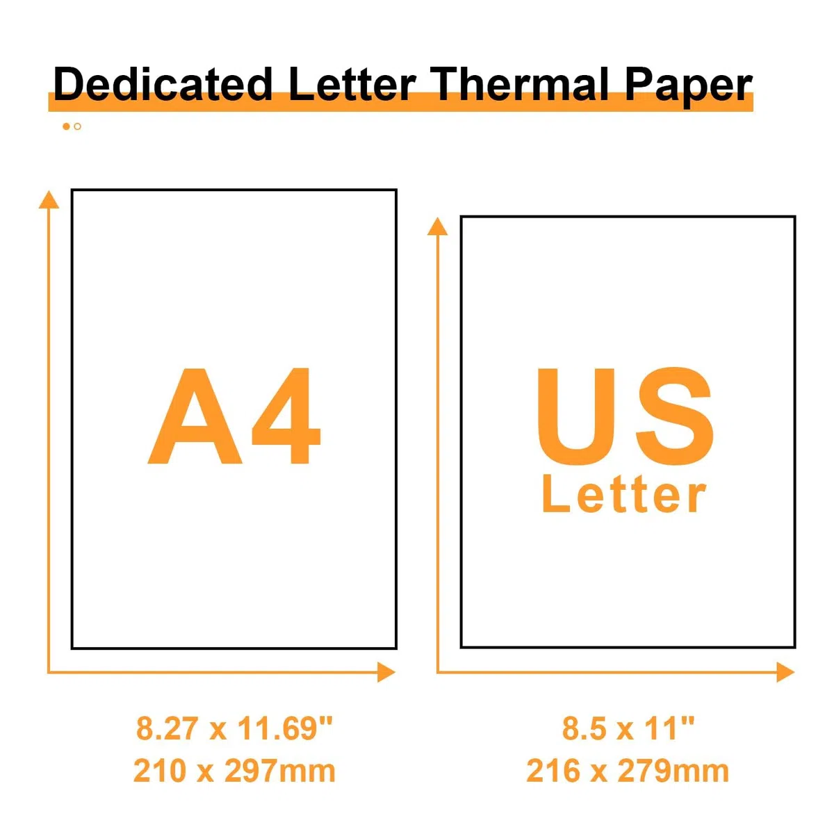 Linglong Papel térmico de secado rápido de alta calidad, carta de EE. UU., 8.5 x 11, 200 hojas de impresión individual y continua, compatible con MT800/MT800Q/F2S/A40 e impresoras portátiles (4