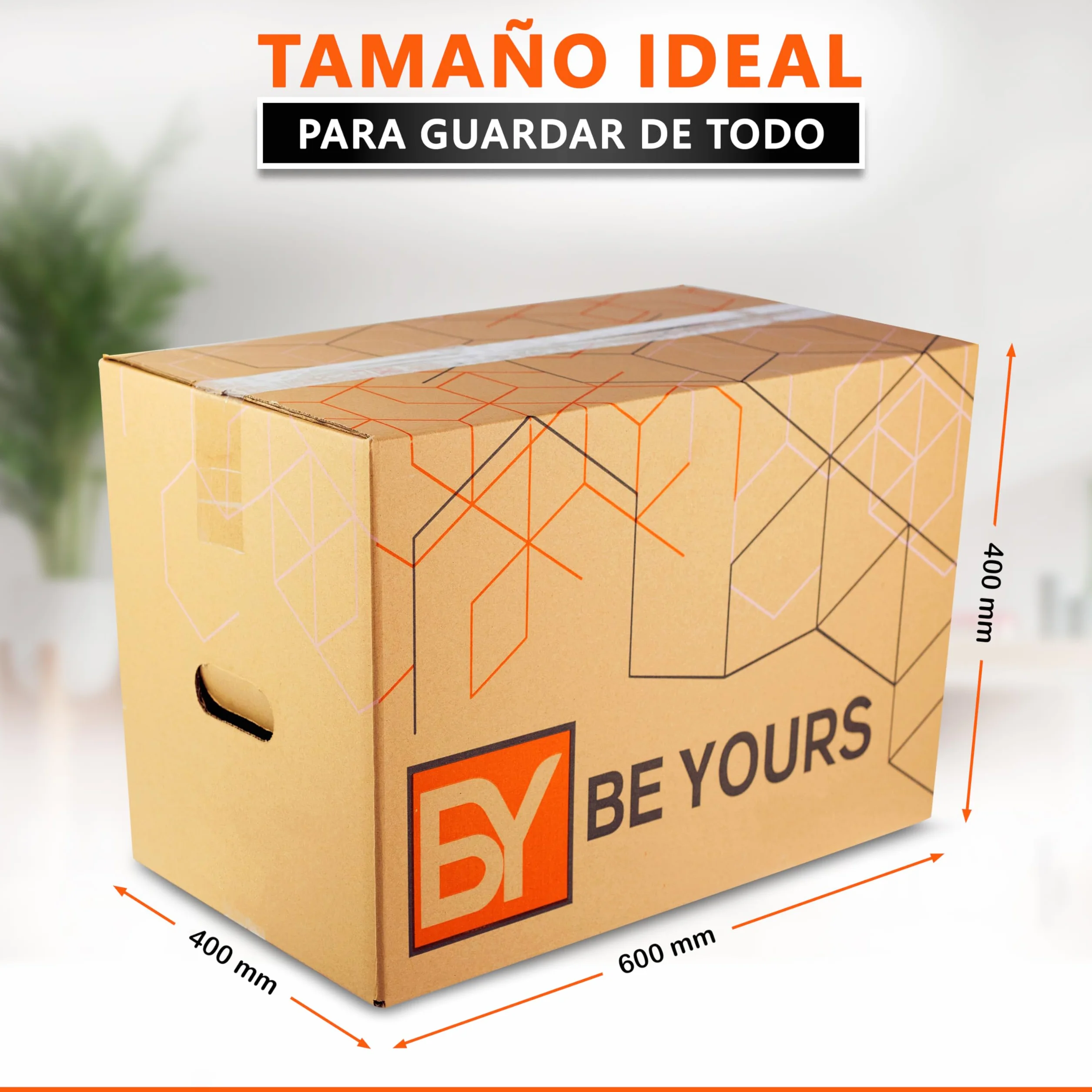 Cajas de Cartón para Mudanza 60x40x40 cm Canal Doble Reforzado Cinta Adhesiva Incluida 100% Reciclado Fabricado en España