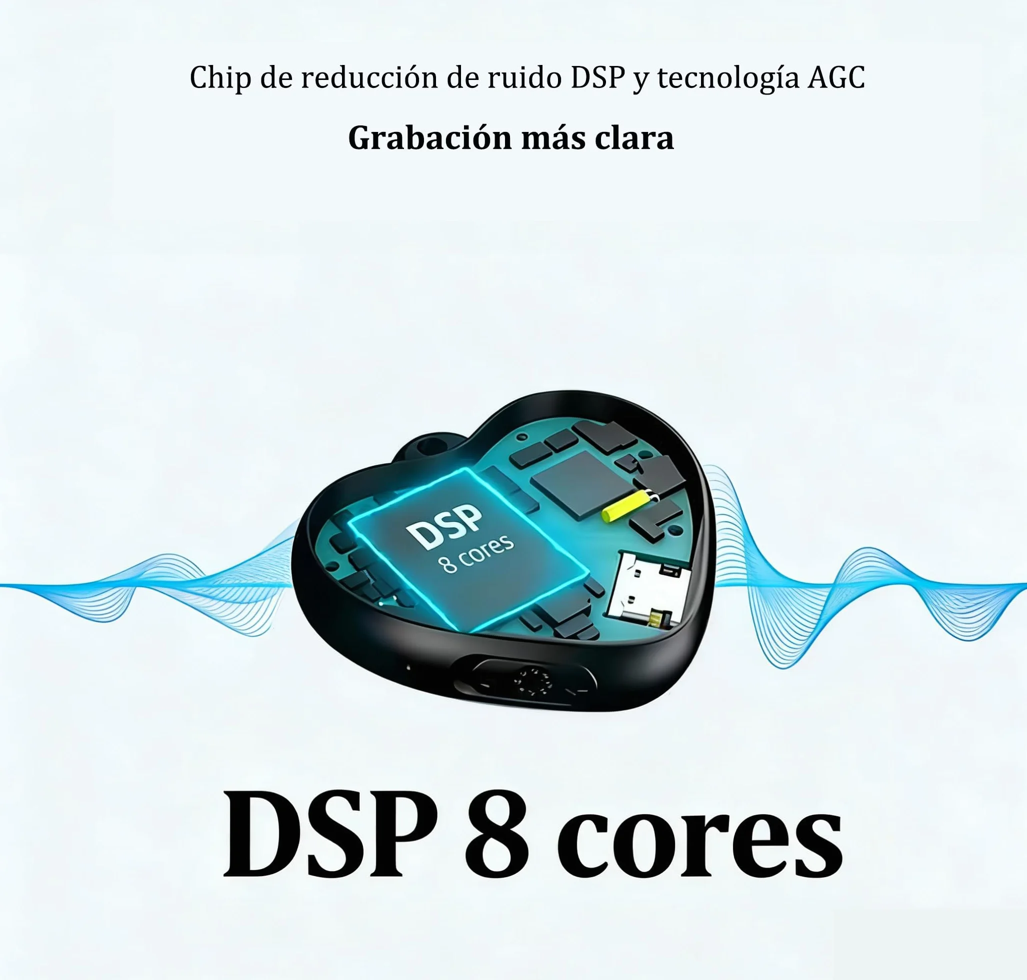Mini Grabadora de Voz Oculta con Auriculares Digitales para Reuniones Entrevistas