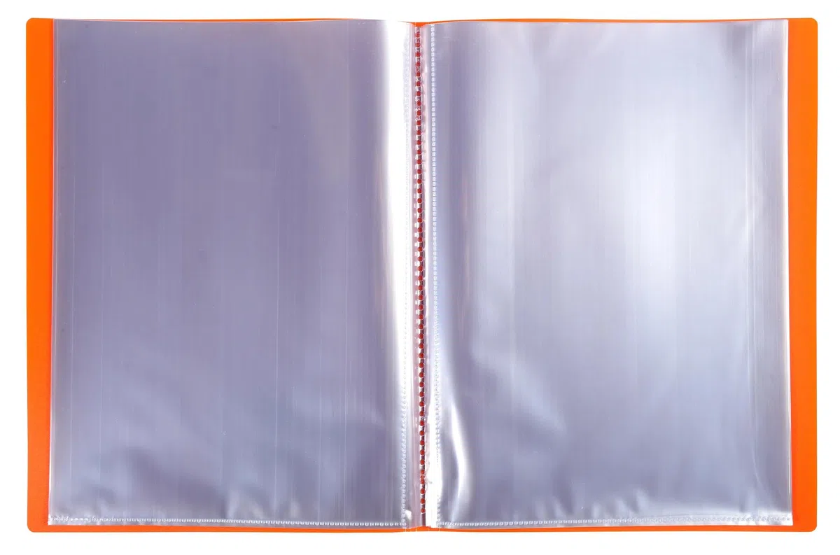Exacompta - Ref. 88224E OPAK - Cartón de 20 fundas de documentos (20 fundas de cristal liso), 40 vistas, para tamaño A4, dimensiones 24 x 32 cm, tapa de polipro semirrígido, color naranja