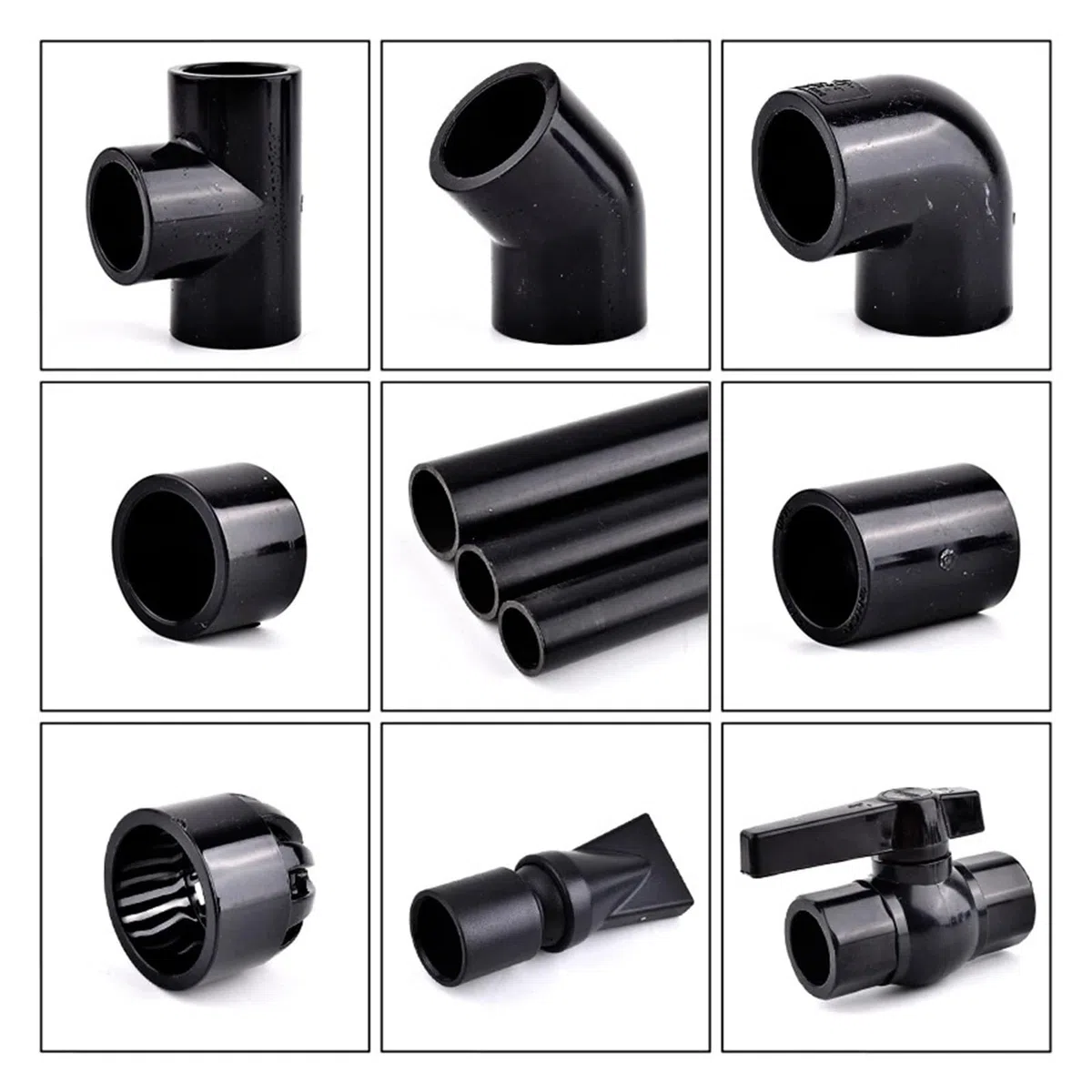 1Pc 16~50Mm Conector de Tubería de Pvc Negro Codo Recto Uniones en T/Triangular Duckbill/Black 40Mm