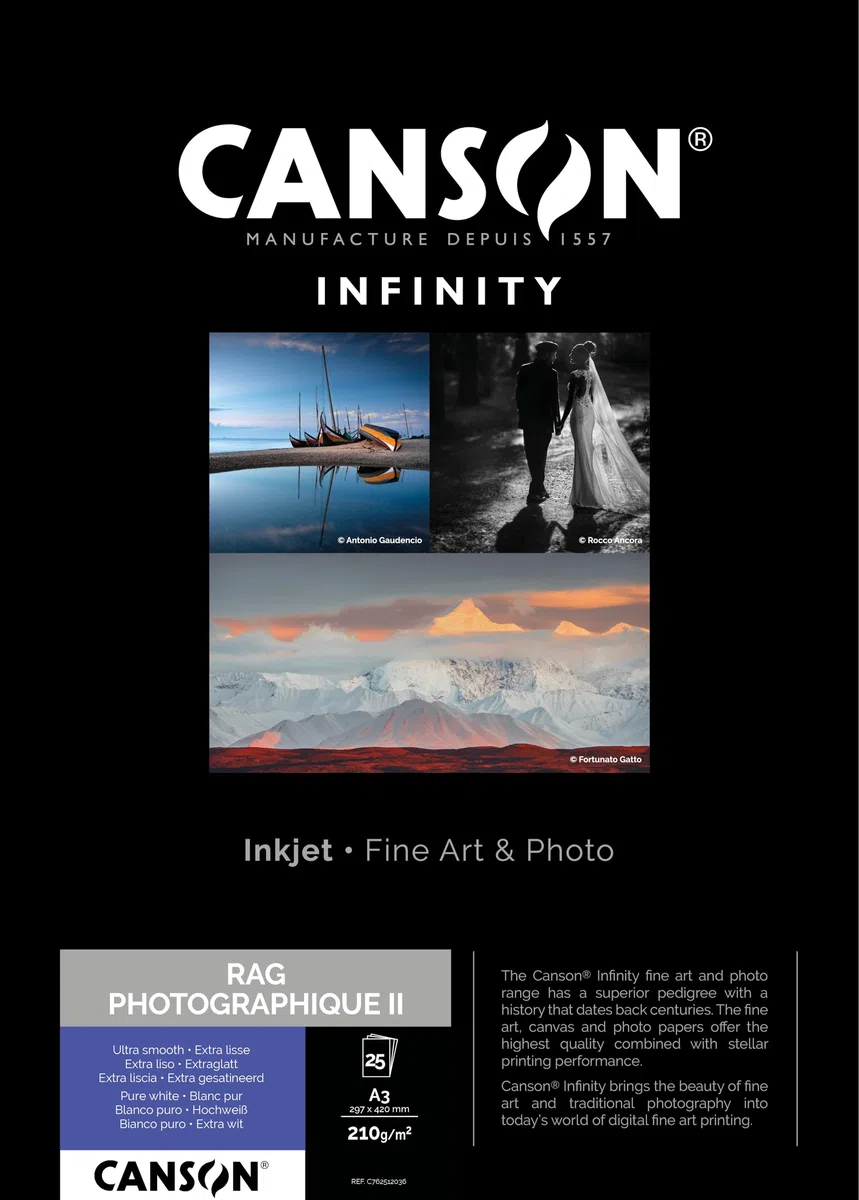 Canson Infinity Rag Photographique II 210gsm A3-29,7x42cm 25 Hojas