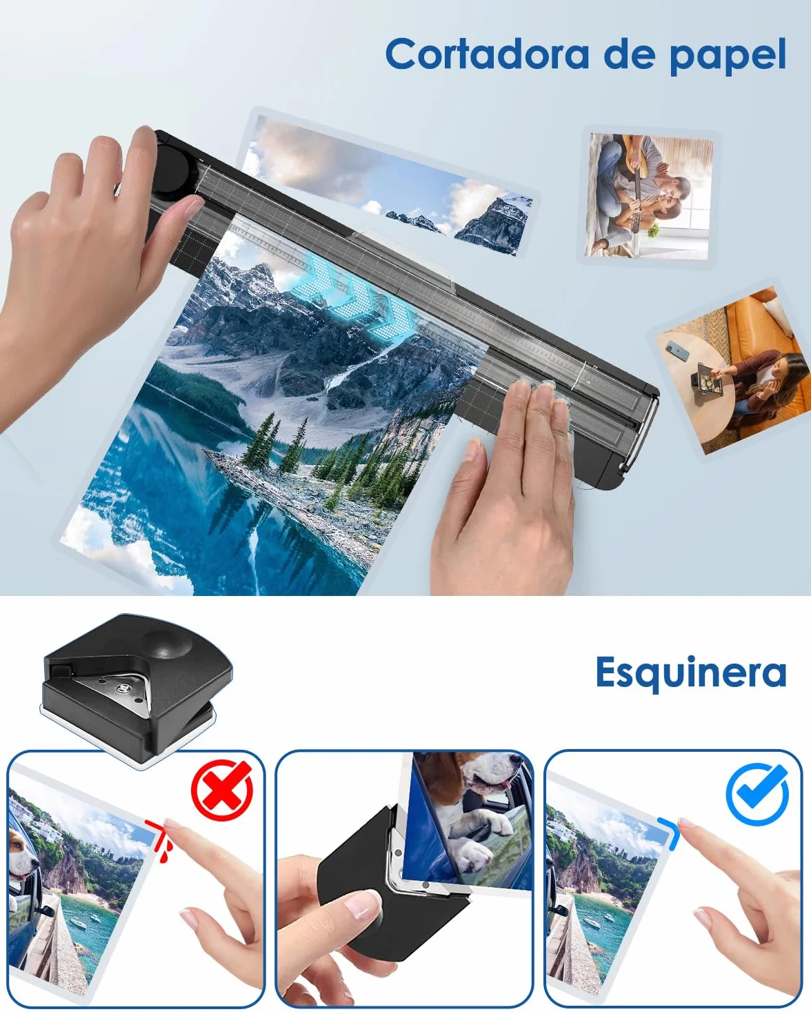 Máquina Laminadora A4 4 en 1 Plastificadora con 30 Bolsas para A4/A5/A6, Caliente y Frío con Cortador de Papel y Redondeador de Esquinas