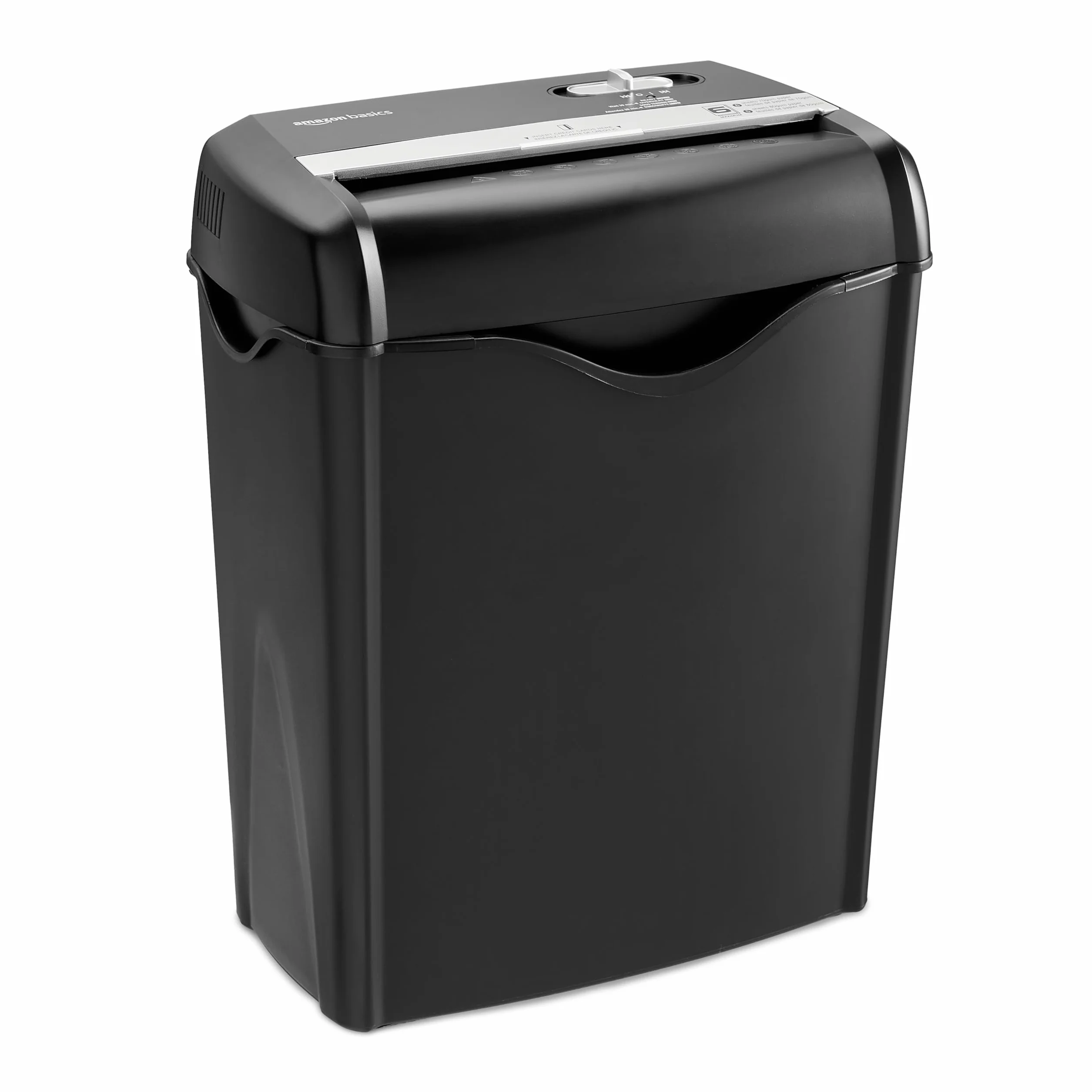 Amazon Basics Destructora de papel y tarjetas de crédito con recipiente separable, corte cruzado, capacidad de 5-6 hojas, Negro
