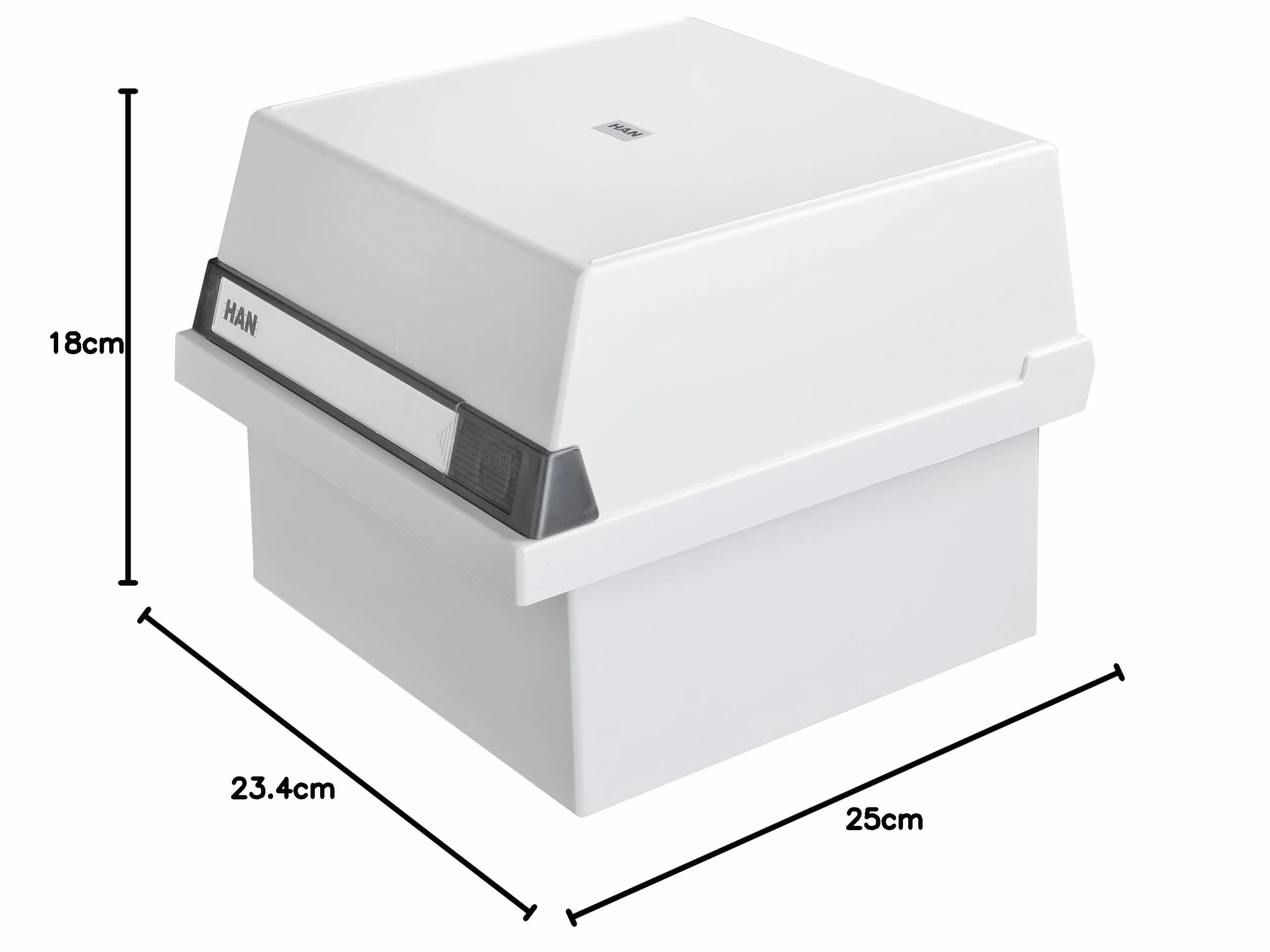 Han 965-11 - Cajón para tarjetas (capacidad para 800 tarjetas, tamaño A5 horizontal, 235 x 190 x 250 mm), color gris