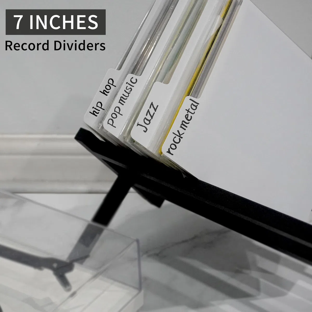 sdroceRyaM Divisores de discos de vinilo de 7 pulgadas, 30 piezas de material de polipropileno duro, pestañas de categoría de plástico de doble cara, guías de discos para EP, caja de álbum,