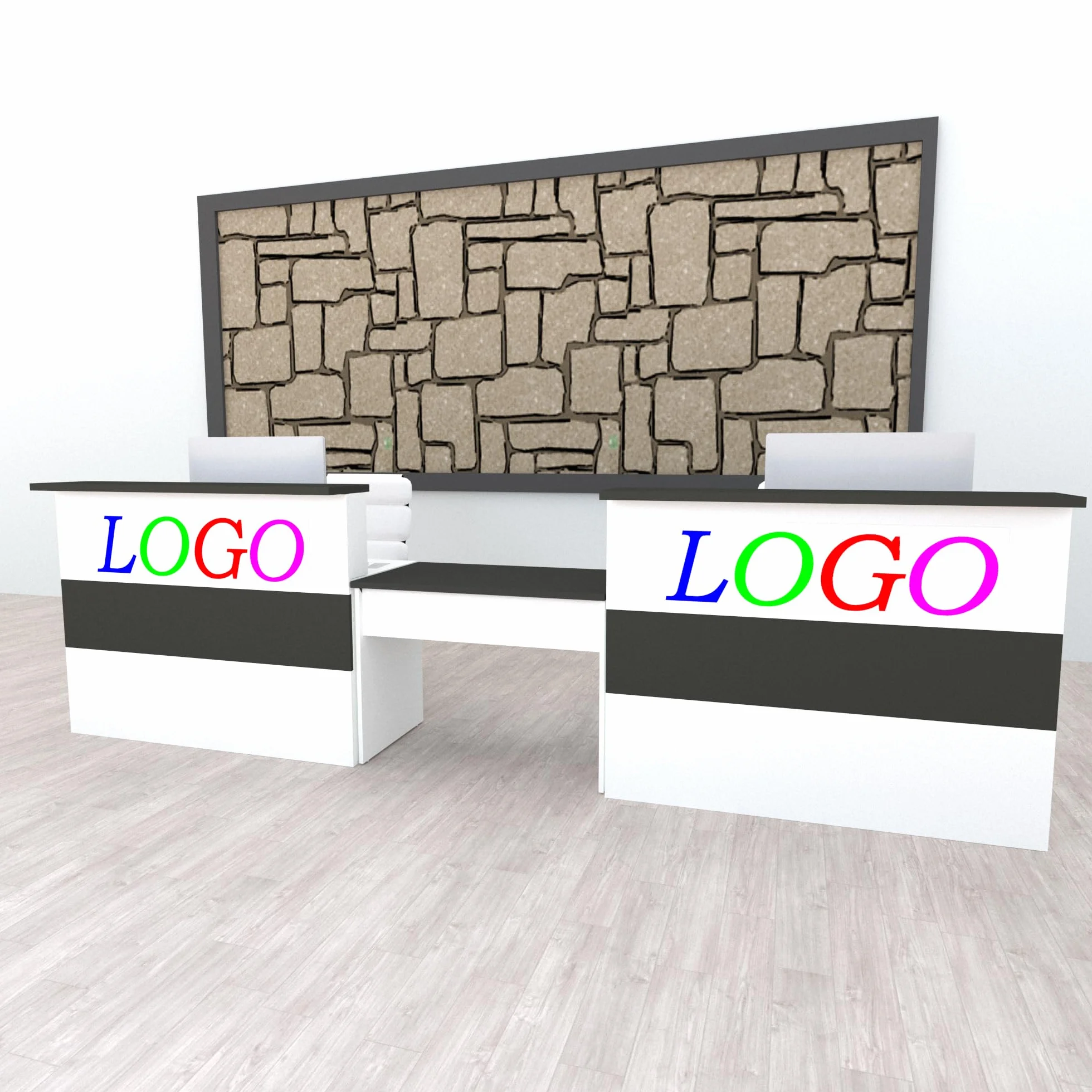 Henor Mostrador Cidacos - 140 x 60/75 x 110/75 cm. Madera con Mesa Interior. Ideal para Recepción Atención Oficina Espacios Comerciales. Blanco y Grafito.