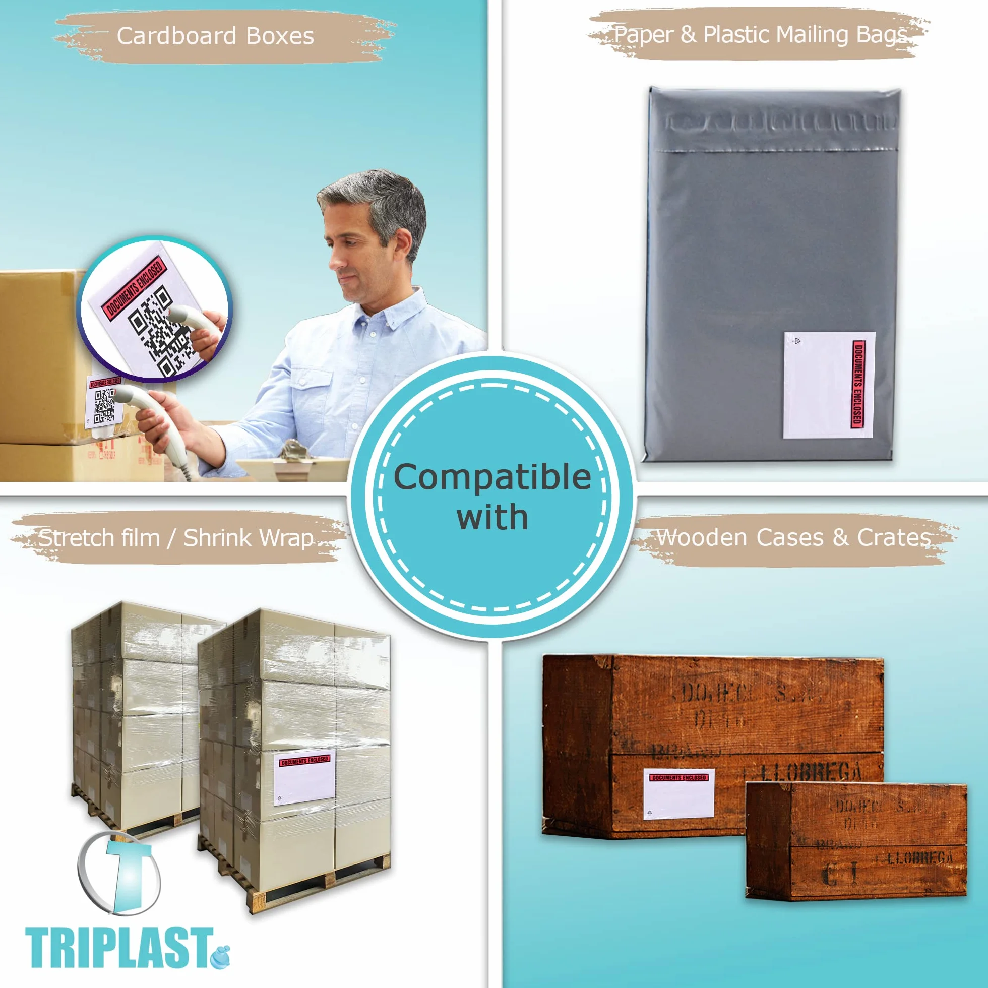 Triplast 4000 x A7 impreso documento cerrado (95 x 125 mm) | Sobres de plástico transparente con cierre autoadhesivo/fundas/bolsillos/carteras | Adjunta facturas, listas de embalaje y notas de