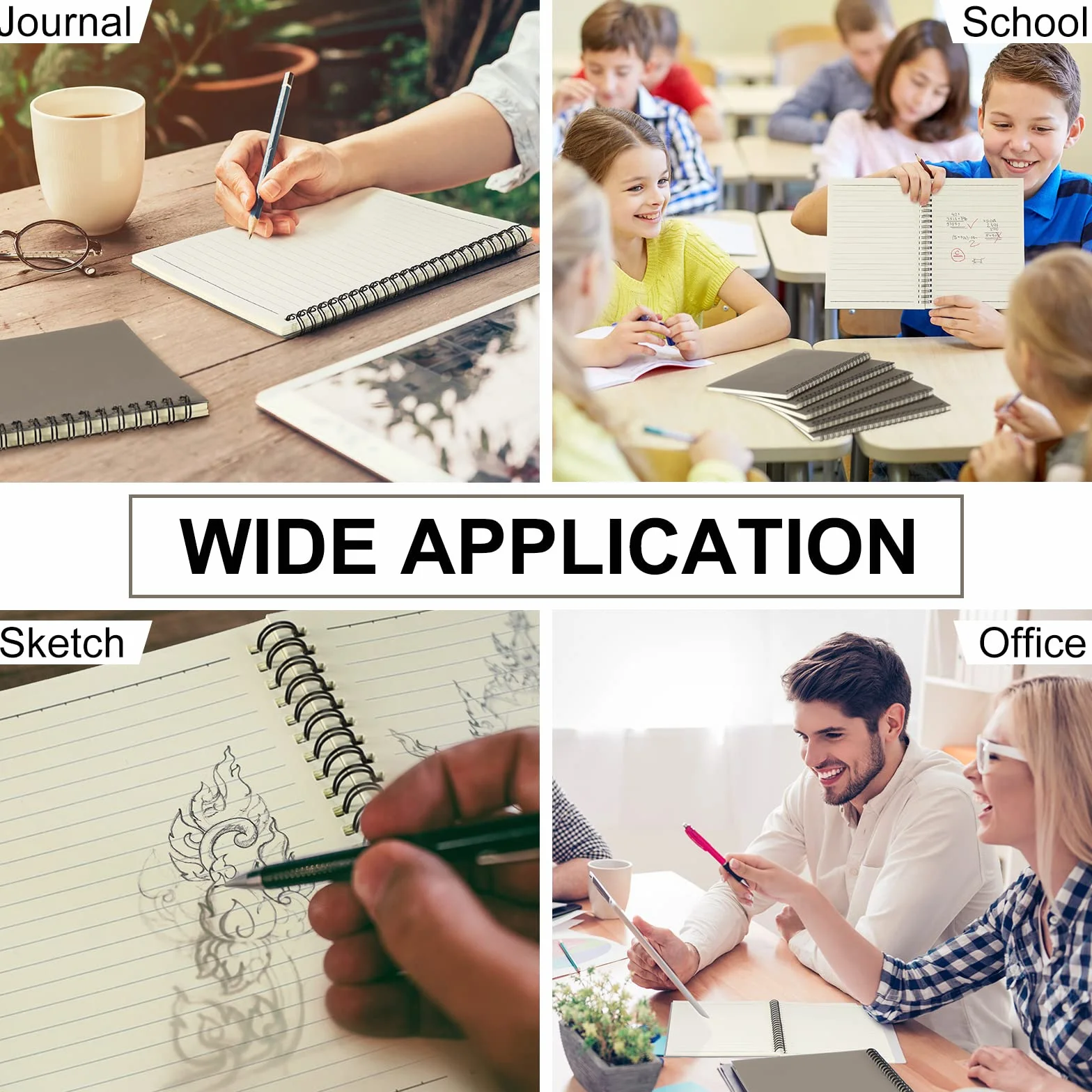 Yahenda Cuaderno de espiral con rayas universitarias, cuadernos de 8.3 x 5.5 pulgadas, cuadernos de escritura A5, cuadernos de papel grueso para oficina, negocios, suministros escolares (gris oscuro,