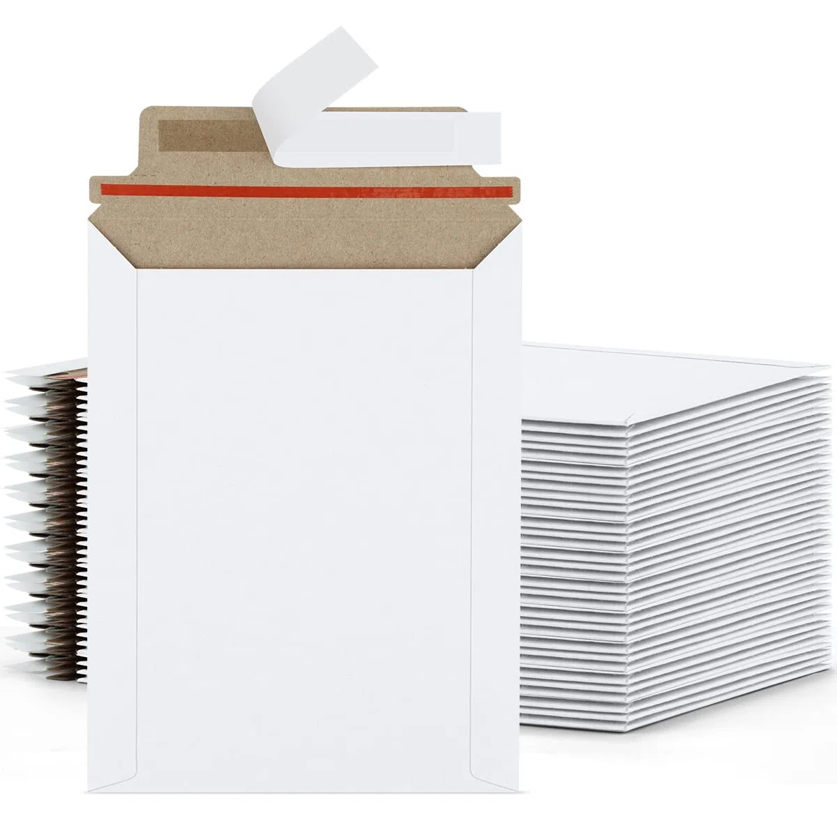 Famagic Sobres rígidos/fotográficos de 6 x 8 unidades, paquete de 50 sobres autoadhesivos de cartón blanco para fotos, archivos, CD, 6.25 x 8.25 pulgadas