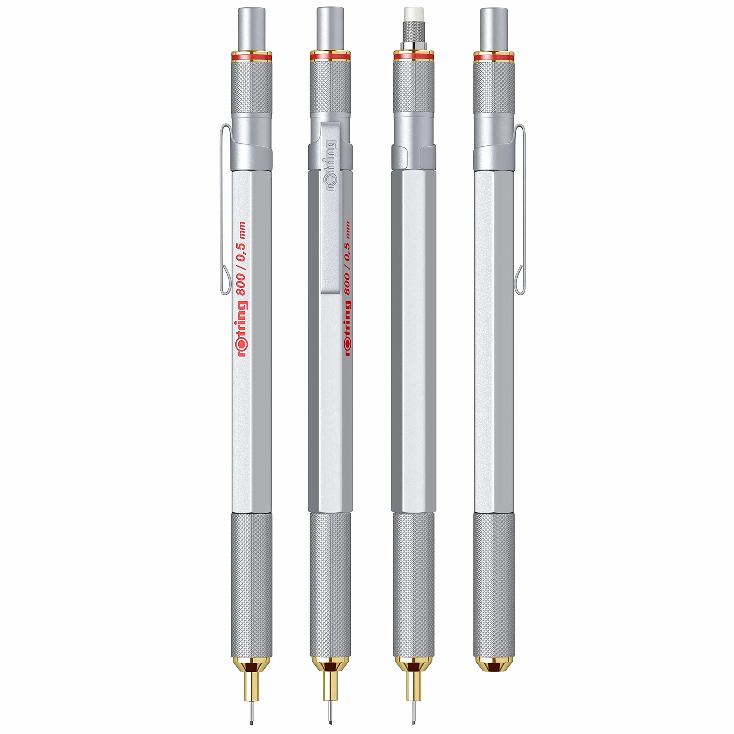 rOtring 800 portaminas | 0,5 mm | Cuerpo metálico plateado