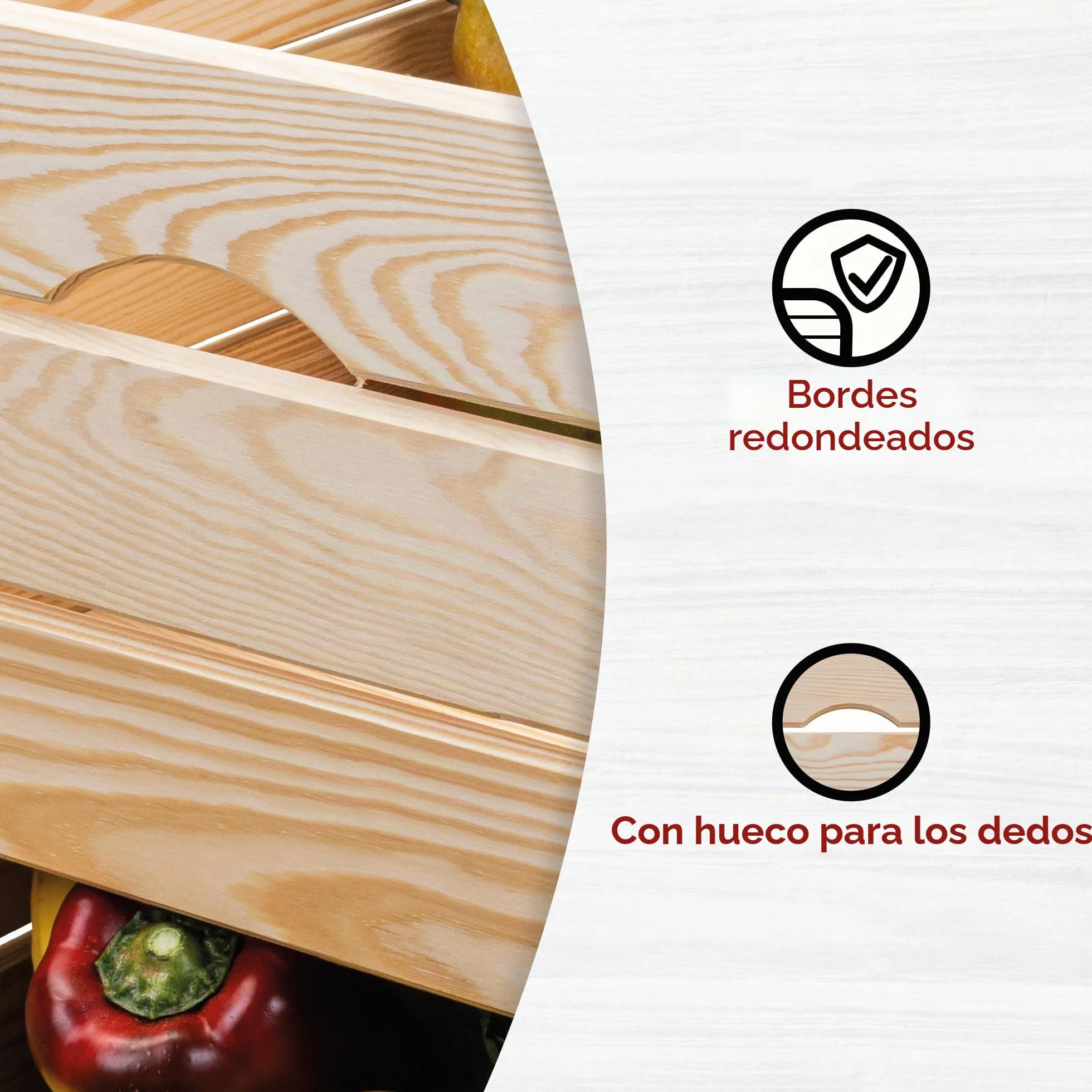 Inter Link - Caja de madera - Caja de madera maciza apilable - Caja de almacenaje, Para fruta, verdura, vino, jardín, baño, cuarto de juegos - Ahorro de espacio, práctica - 65 x 31,5 x 23cm Valloni L