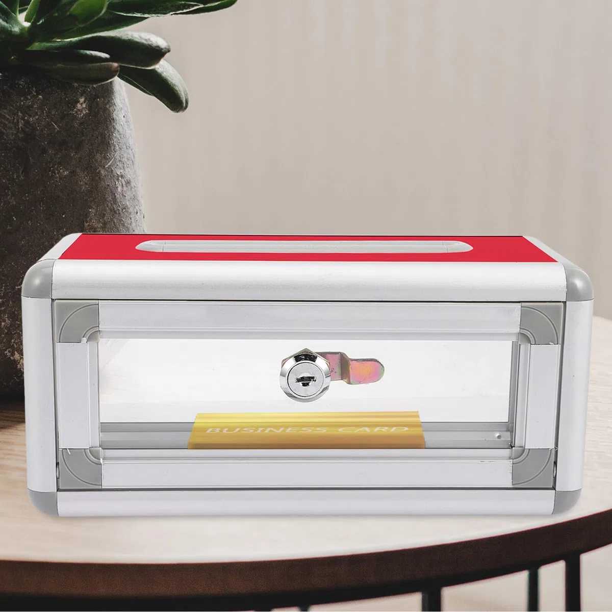 Cabilock Tarjetero de Escritorio Transparente con Cerradura Caja Multifuncional para Tarjetas de Visita Urna Electoral Práctica para Oficina y Eventos Almacenamiento Seguro y Resistente