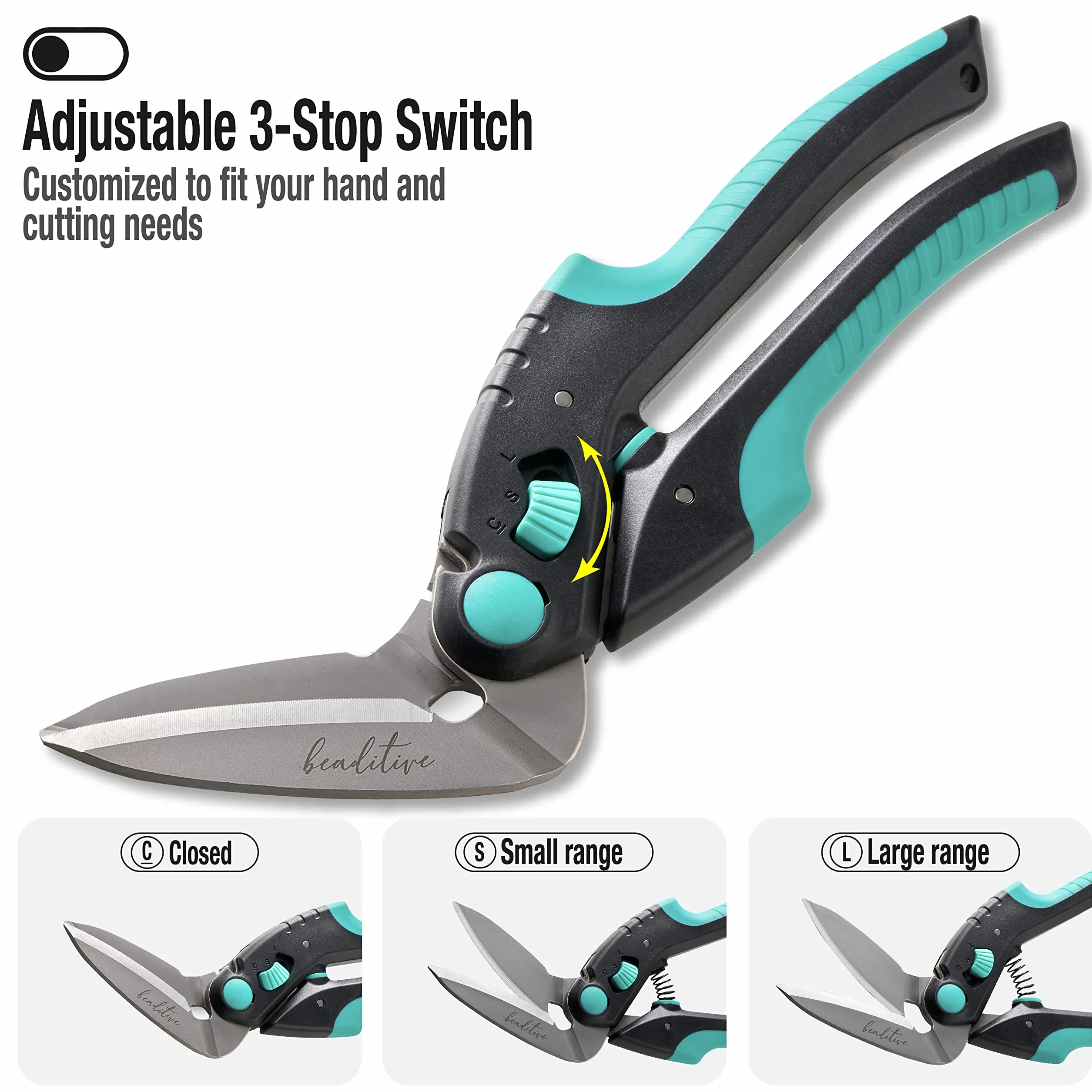 Beaditive - Tijeras curvadas versátiles resistentes 25 cm, acero inoxidable japonés, hoja dentada, tijeras industriales para tejidos gruesos, cuero, cartón, alfombras, césped artificial