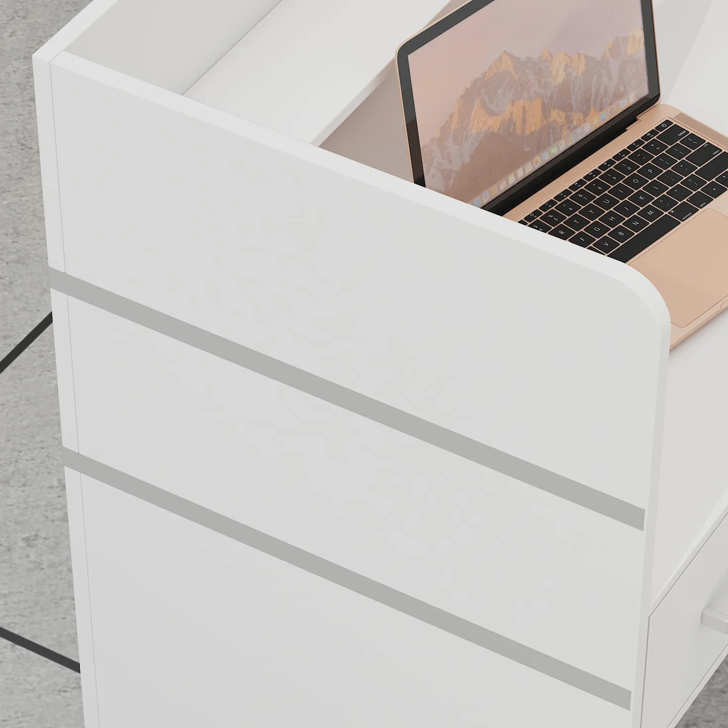 Mostrador de Recepción Basic con 3 Cajones Blanco MDF 110x120x50 CM
