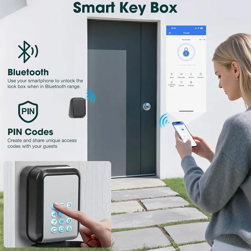 Caja de Seguridad Electrónica con Llave Inteligente y Bluetooth, Control por Aplicación y Código PIN, para Oficinas de Agentes Inmobiliarios de