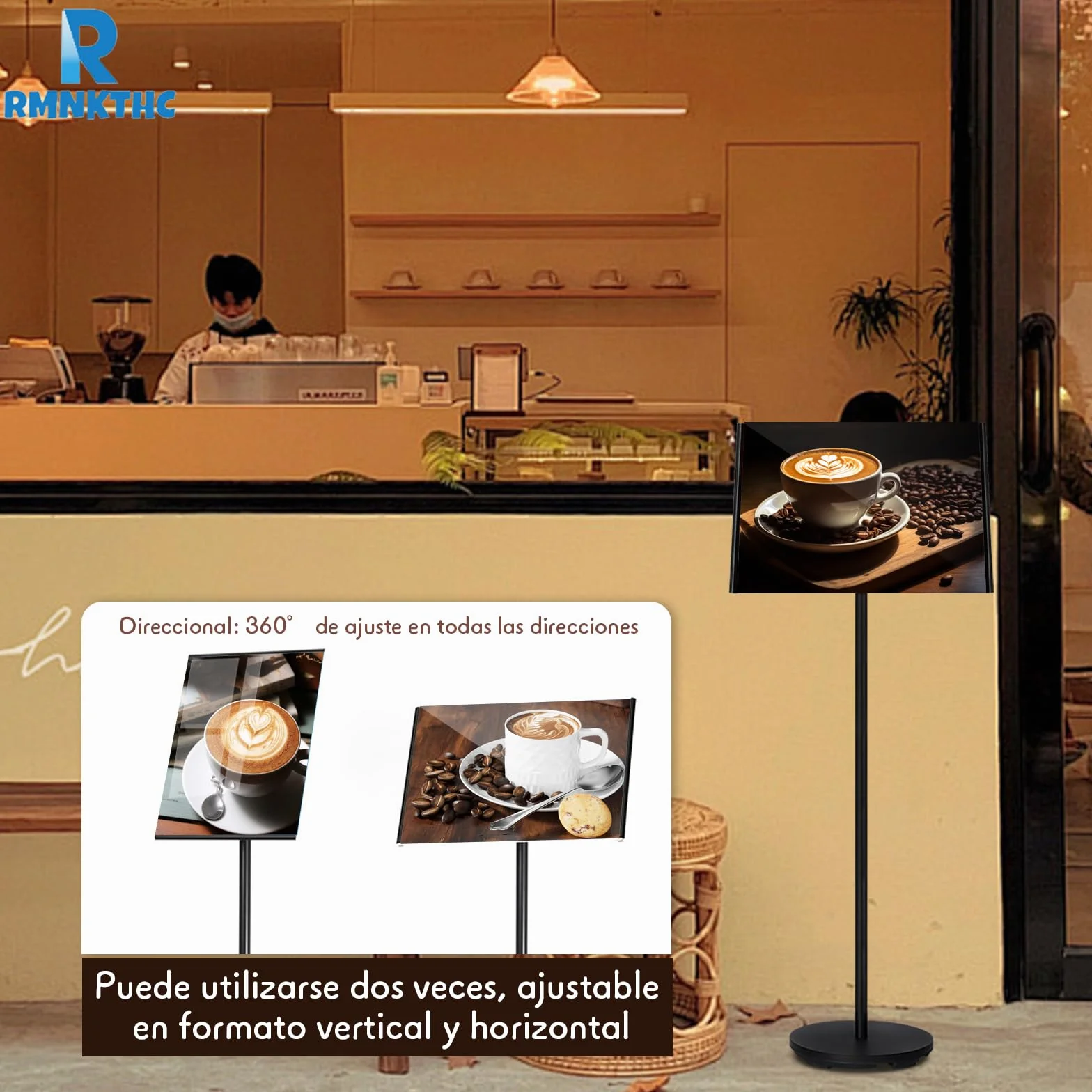 A3 Expositor de aleación de aluminio | Soporte ajustable en ángulo impermeable | Pizarra de menú para negocios/entrada/evento (negro)
