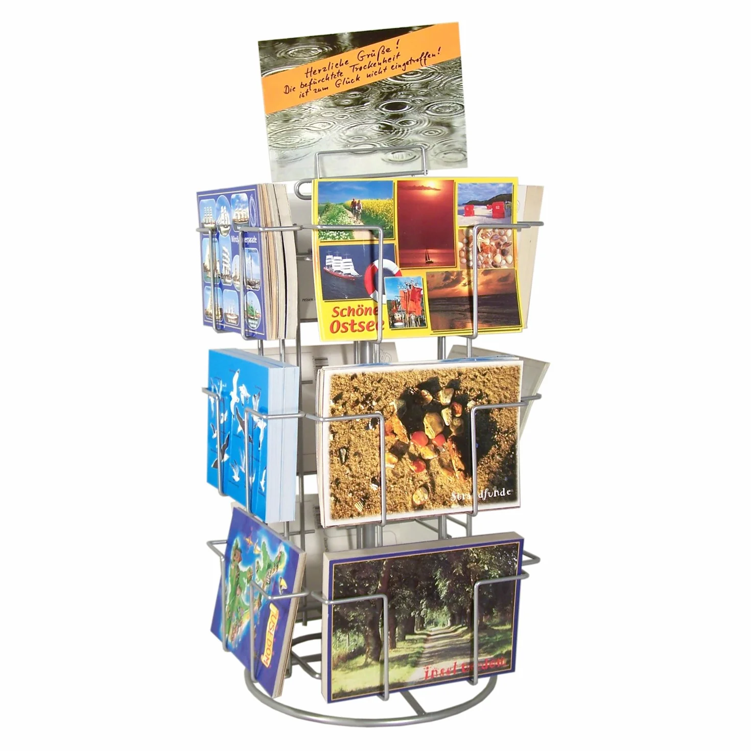 Gerso Expositor giratorio para postales 12 compartimentos 150x105 mm A6 plateado