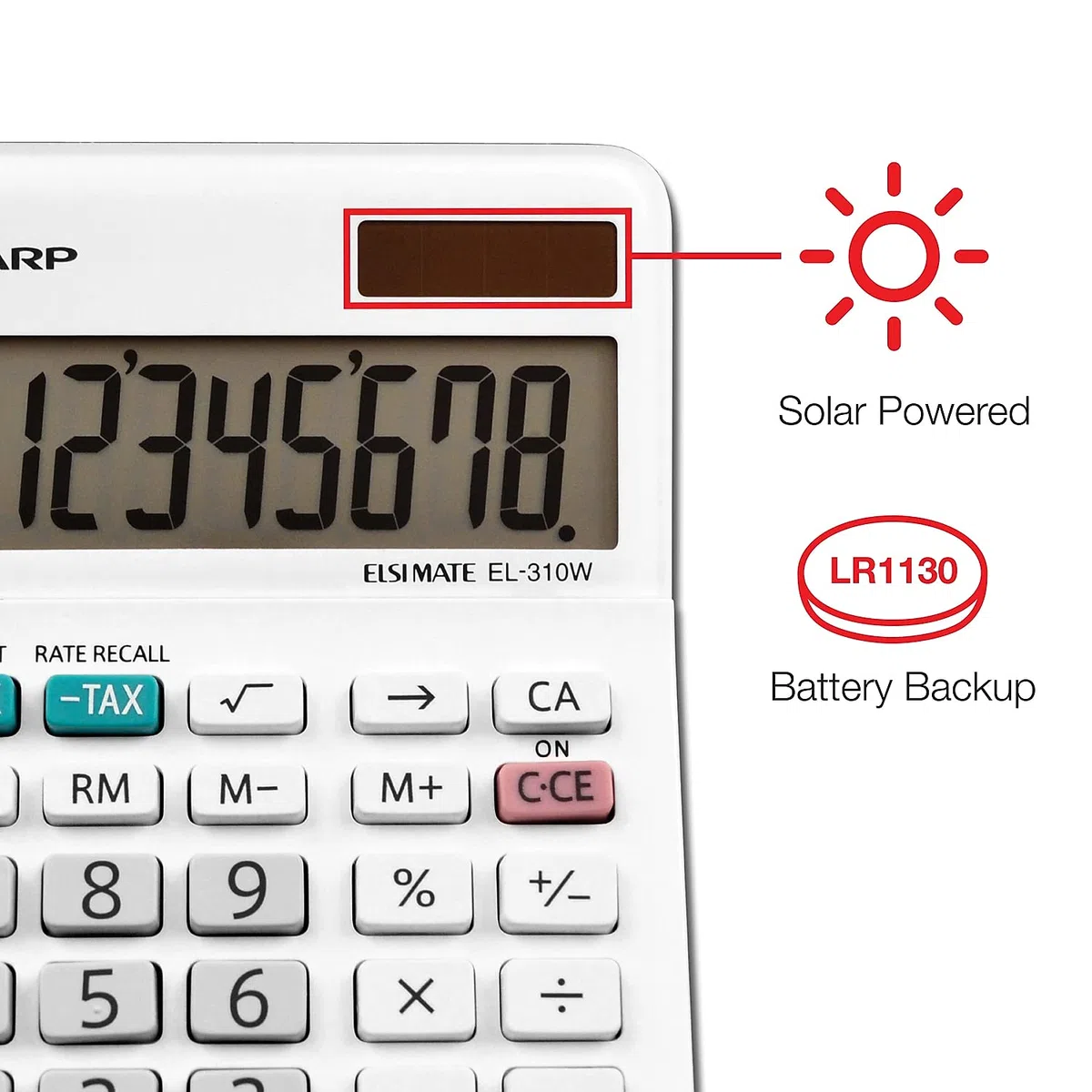 Sharp EL-310WB Calculator, White 3.125
