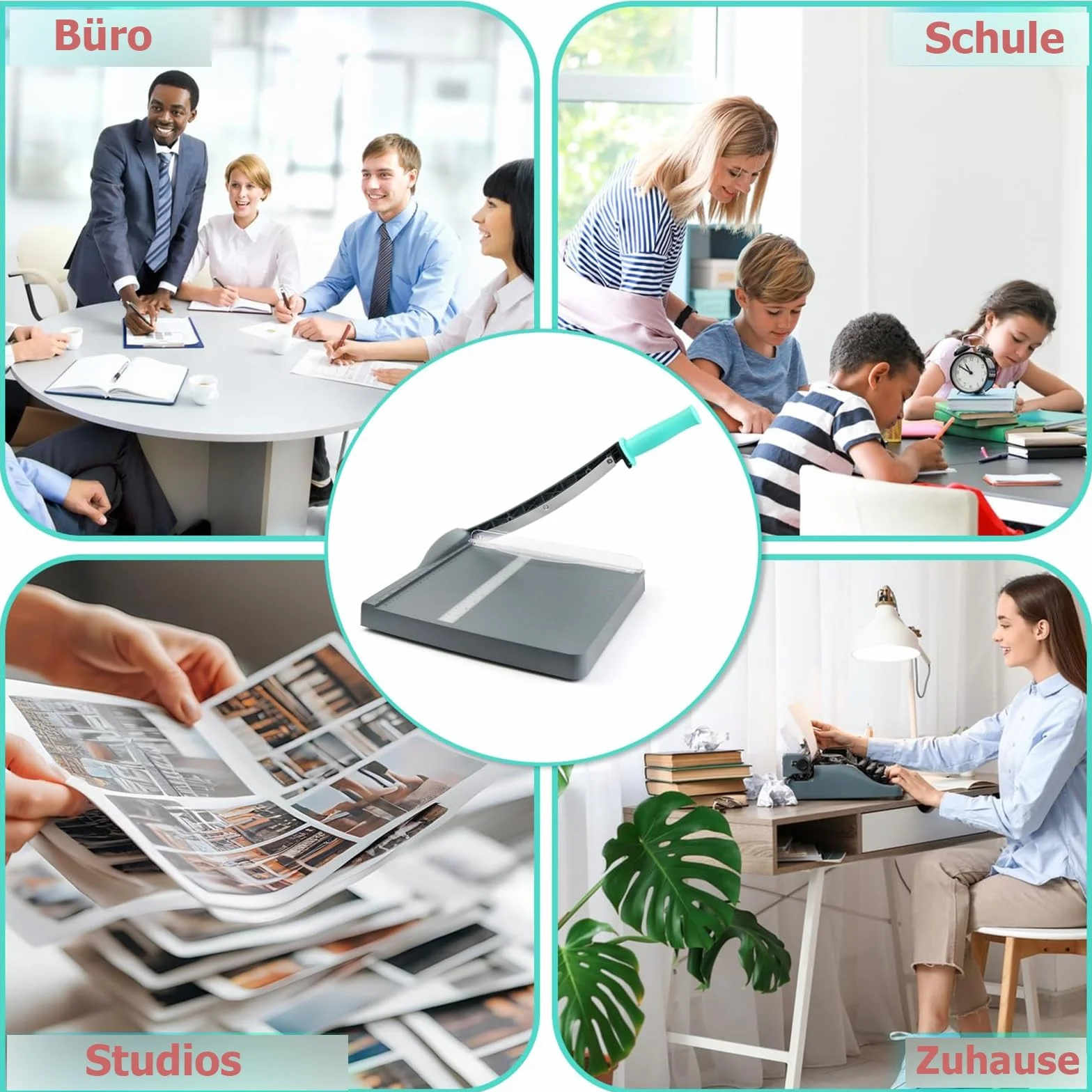 Guillotina de Papel Manual con Protección de Seguridad y Bloqueo de Cuchilla, Cizalla Papel A4 B5 A5 B6 B7, Cortador de Papel Profesional Capacidad 16 Hojas, Perfecto para Fotos, Papel, Tarjeta, Gris