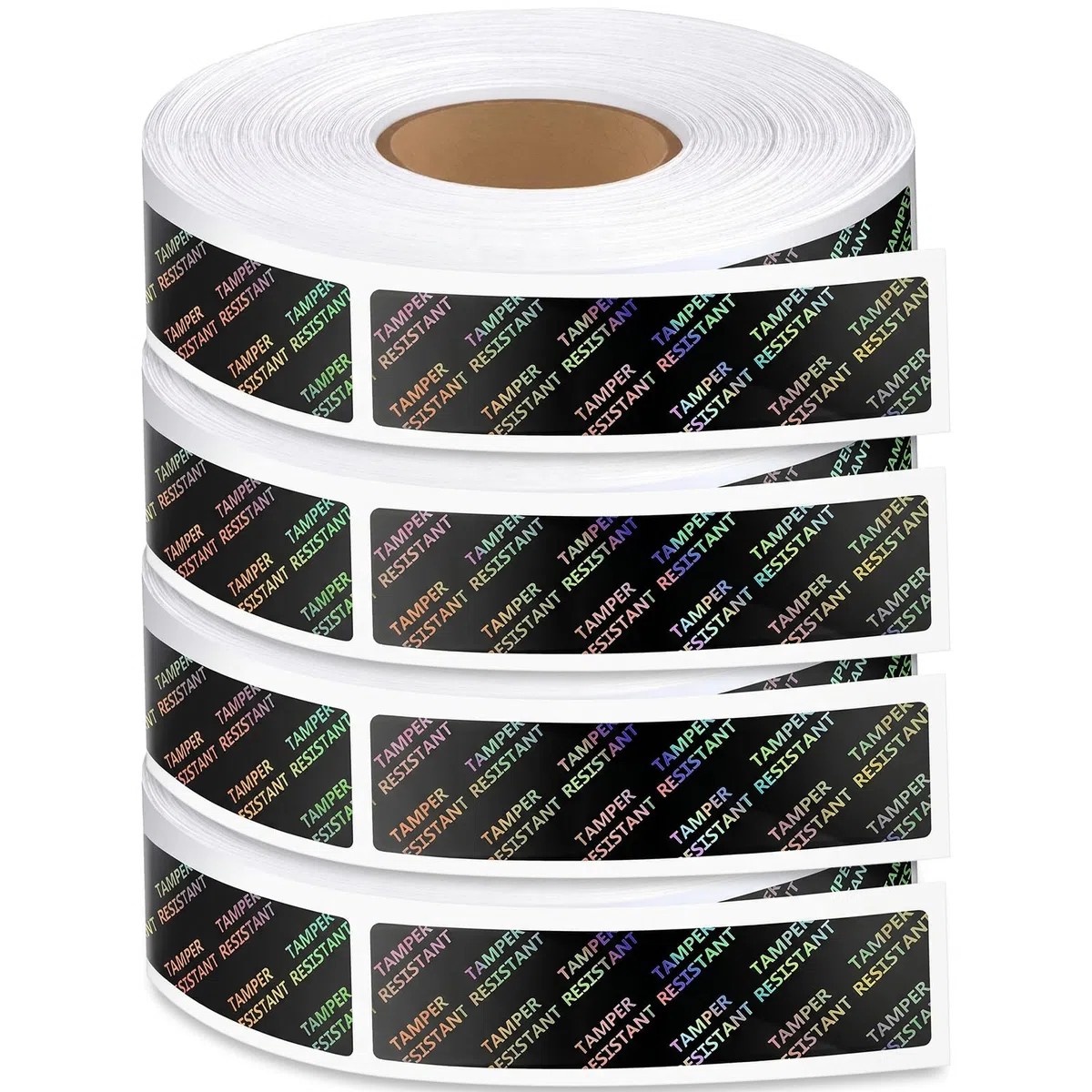 4 rollos de etiquetas adhesivas de sellado de manipulaciones, etiquetas metálicas resistentes de 0.75 x 3.5 pulgadas, etiquetas holográficas de alimentos para contenedores, cajas, tarros, correo,