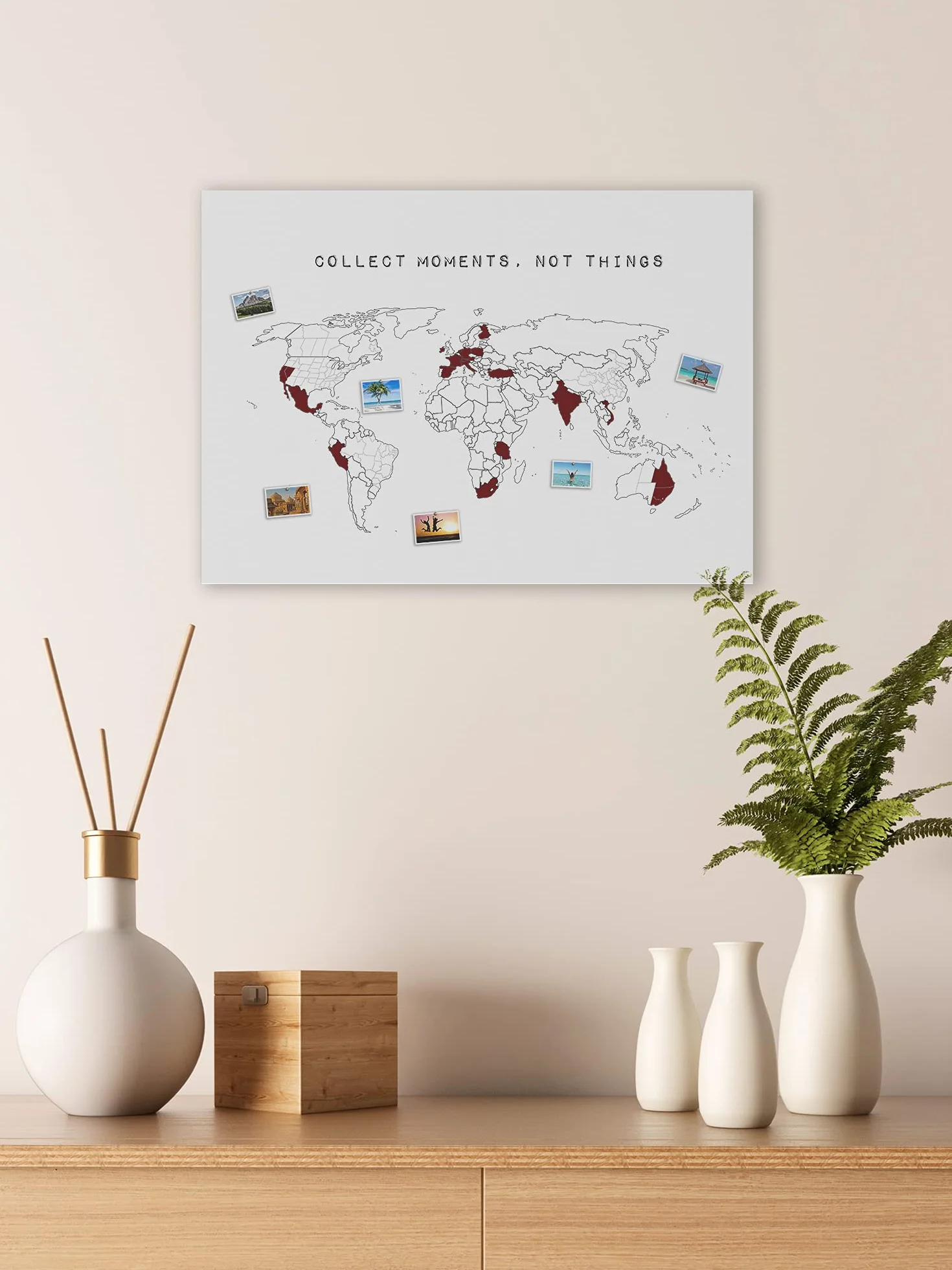 Mapamundi para fijar "Collect Moments" o para colorear - Sostenible y hecho a mano en Alemania - Tamaño: 60x40cm