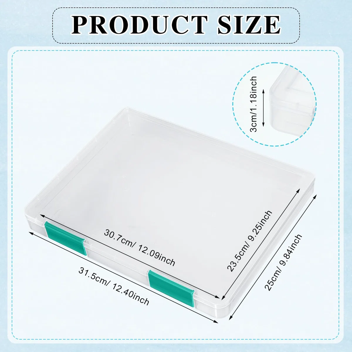 PerKoop 6 cajas de almacenamiento de plástico transparente A4 para documentos, cajas de plástico para juegos de mesa, contenedores de almacenamiento de revistas, protector de archivos con hebilla