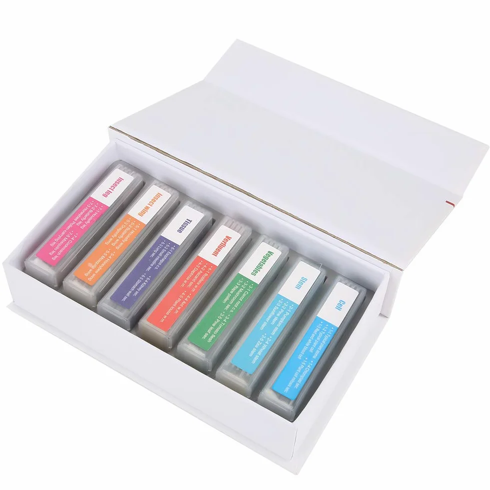 Kit de Cuchillas de microscopio preparadas con muestras de Hojas de Vidrio Transparentes colección de ejemplares Surtidos para la enseñanza de Las Ciencias biológicas básicas 35PC