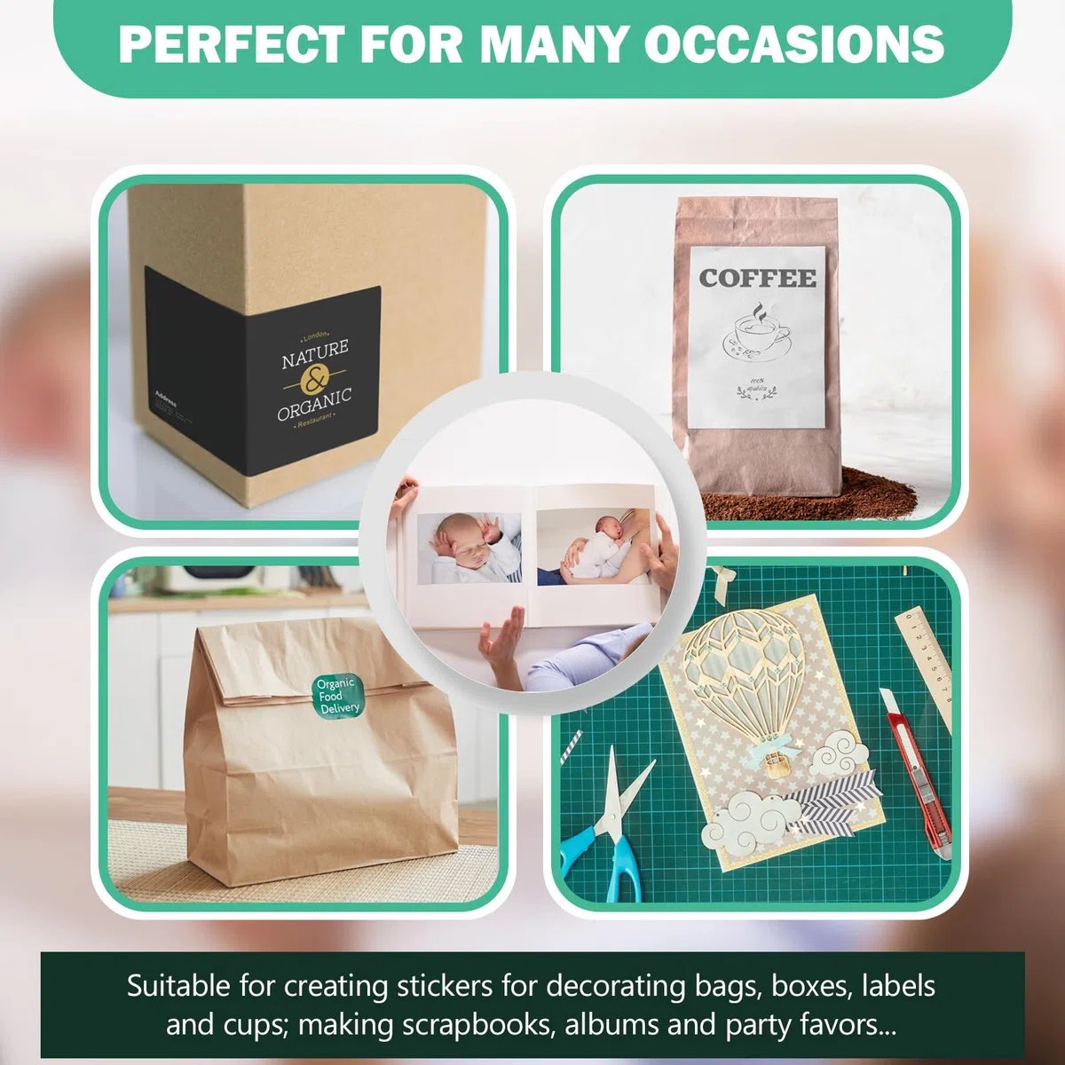 Papel fotográfico autoadhesivo de 8.5 x 11 pulgadas, adhesivo fotográfico brillante para impresora de inyección de tinta, paquete de 100 unidades, 115 g/m² (P8511YB115AG)