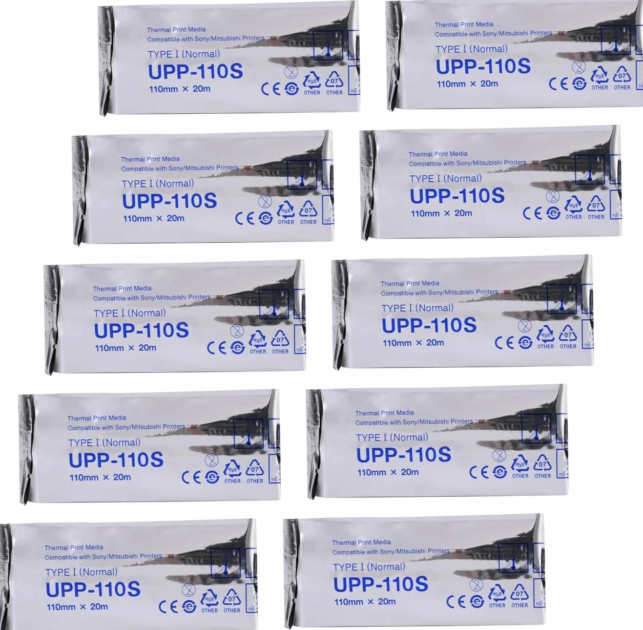 Papel de ultrasonido UPP-110S Película de ultrasonido/medios 10 rollos, película de impresión térmica tipo I