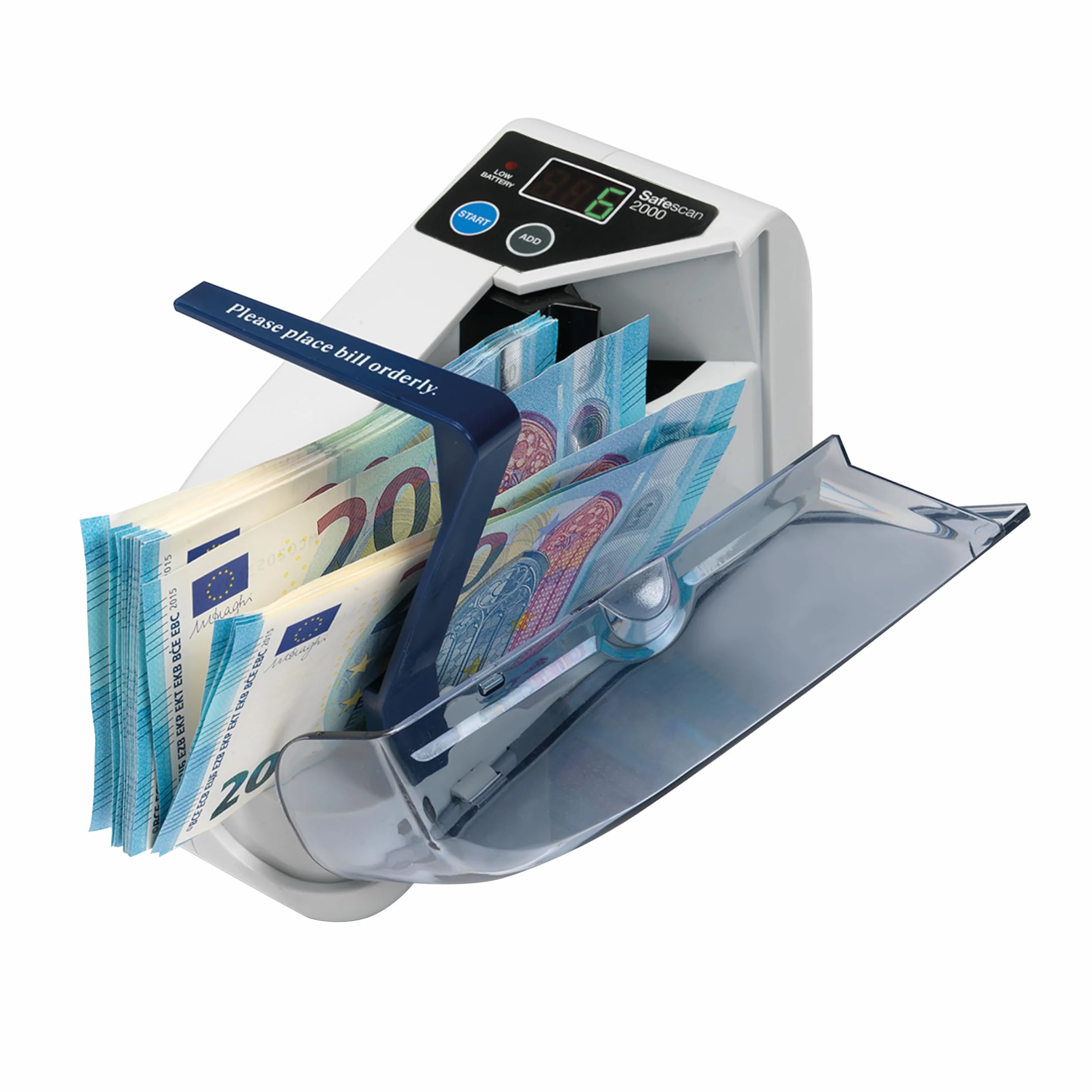 Safescan 2000 Contadora de billetes portátil para contar billetes clasificados - Para contar en cualquier lugar - Máquina para contar billetes clasificados de todas las divisas