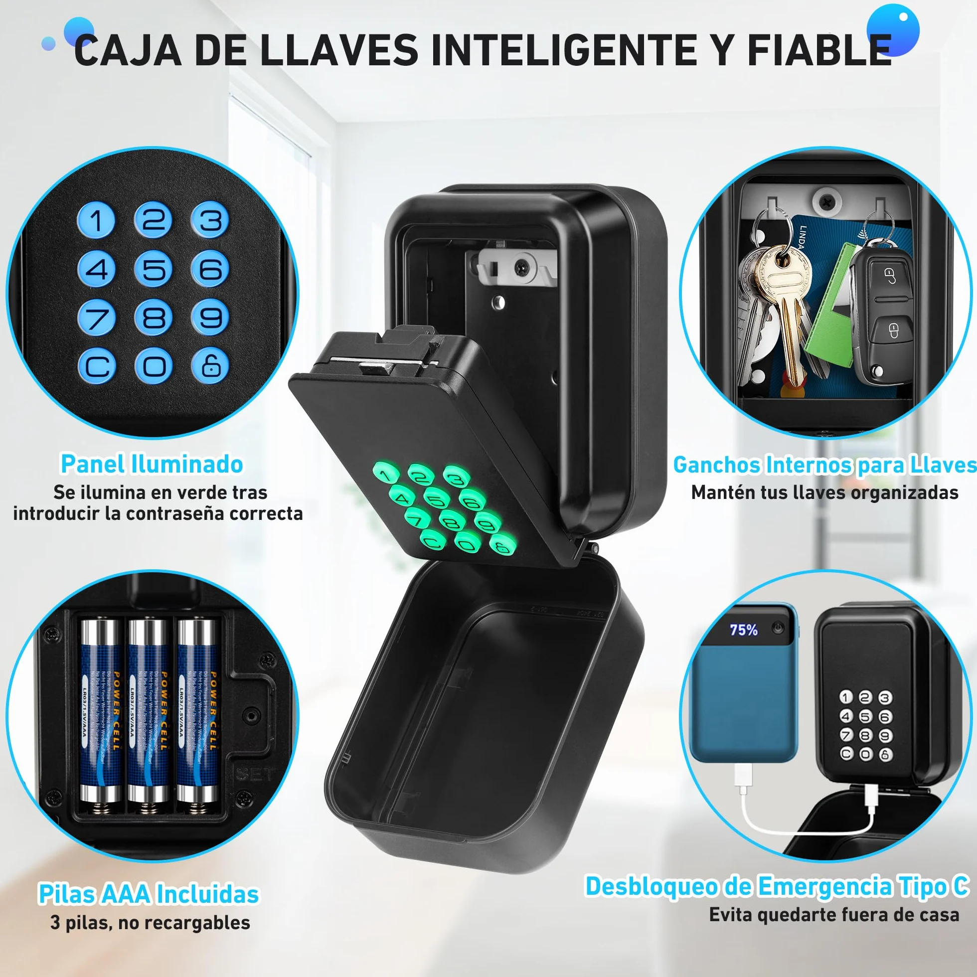 Caja de Seguridad para Llaves - TTlock Smart Lock Box Bluetooth Antirrobo [Impermeable IP65 & Acceso de Gestión Avanzada] Exterior Caja Fuerte Llaves Combinacion Caja Llave Seguridad