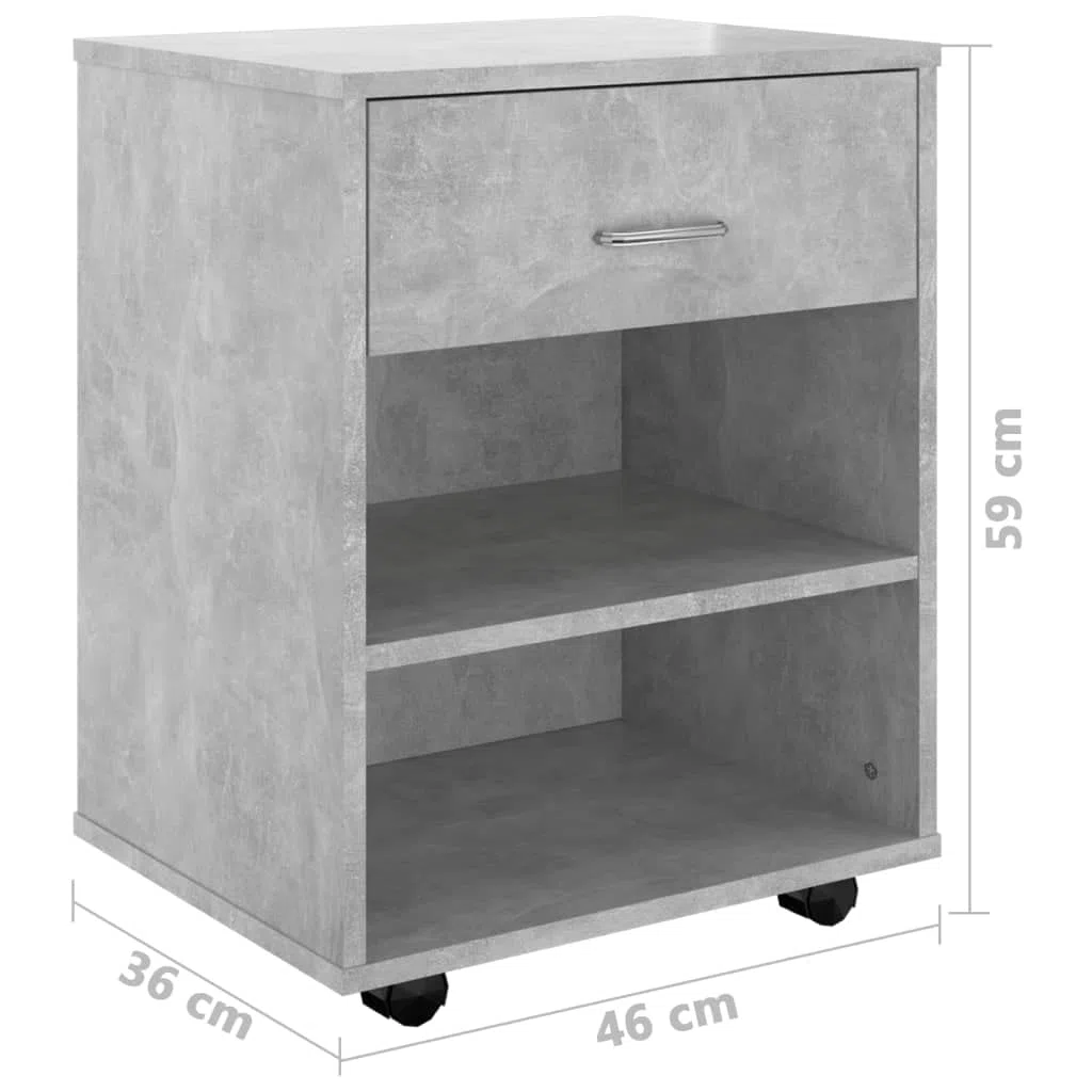 Contenedor con ruedas, 46 x 36 x 59 cm, material de madera con 4 ruedas, diseño moderno, espacio de almacenamiento para pasillo, dormitorio, oficina, fácil de limpiar
