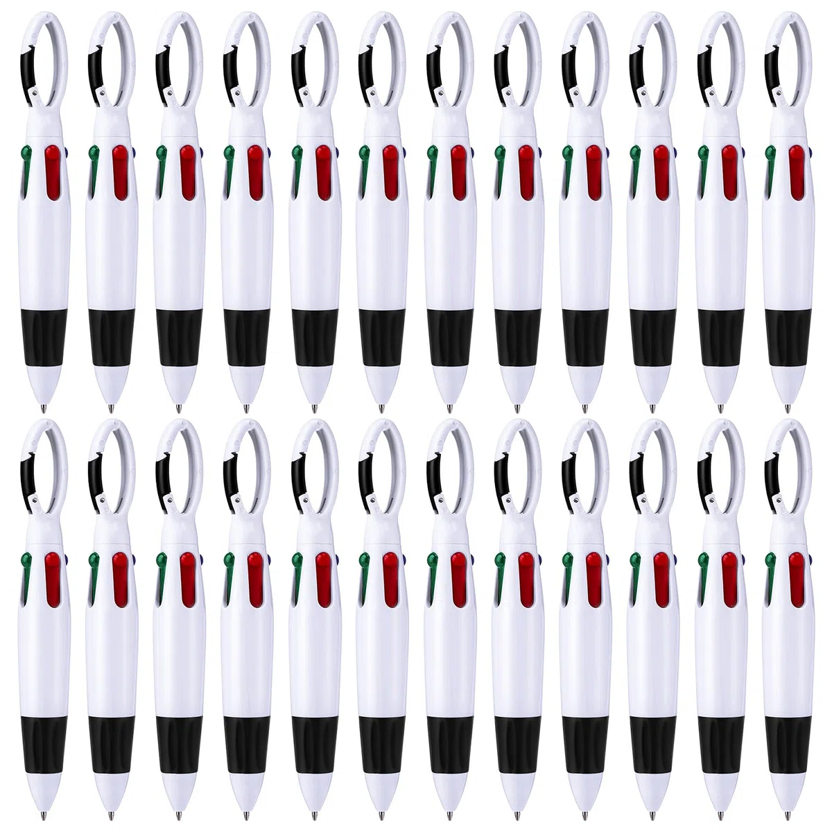 Sayglossy 50 bolígrafos retráctiles 4 en 1 con hebilla en la parte superior, pequeños bolígrafos multicolor para suministros de oficina escolar, estudiantes, enfermeras, regalo