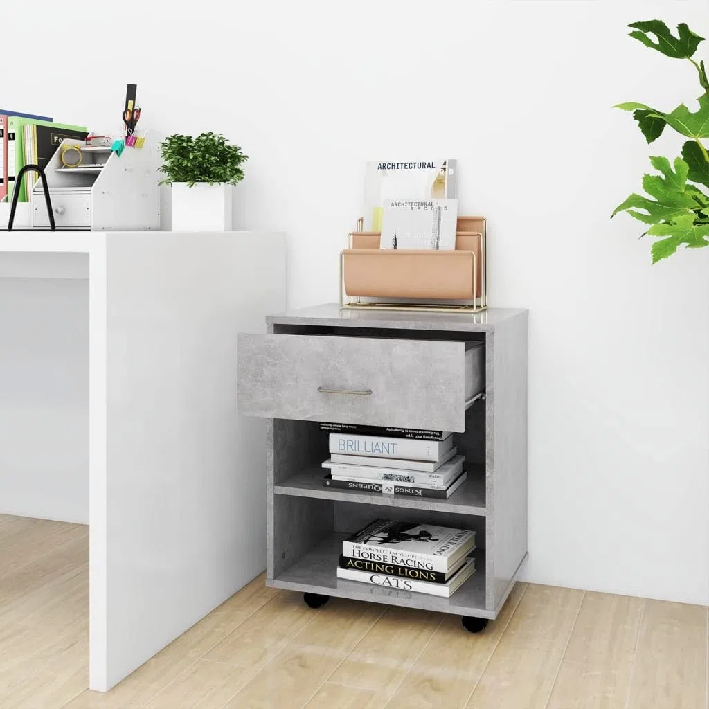 Contenedor con ruedas, 46 x 36 x 59 cm, material de madera con 4 ruedas, diseño moderno, espacio de almacenamiento para pasillo, dormitorio, oficina, fácil de limpiar