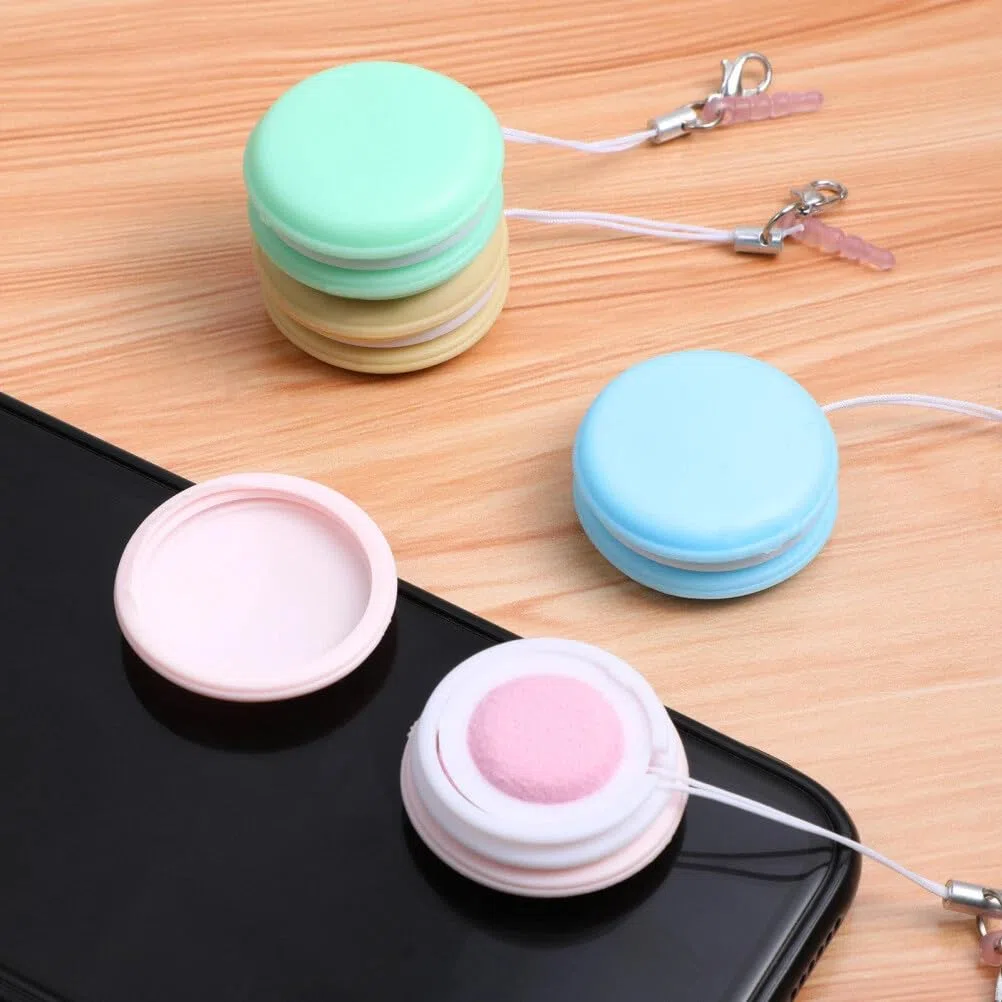 Paquete de 4/8 Macarons limpiador de pantalla de teléfono con cordón, paño de limpieza de lentes de microfibra reutilizable para gafas, teléfono, computadora, cámara, toallitas de pantalla sin pelusas