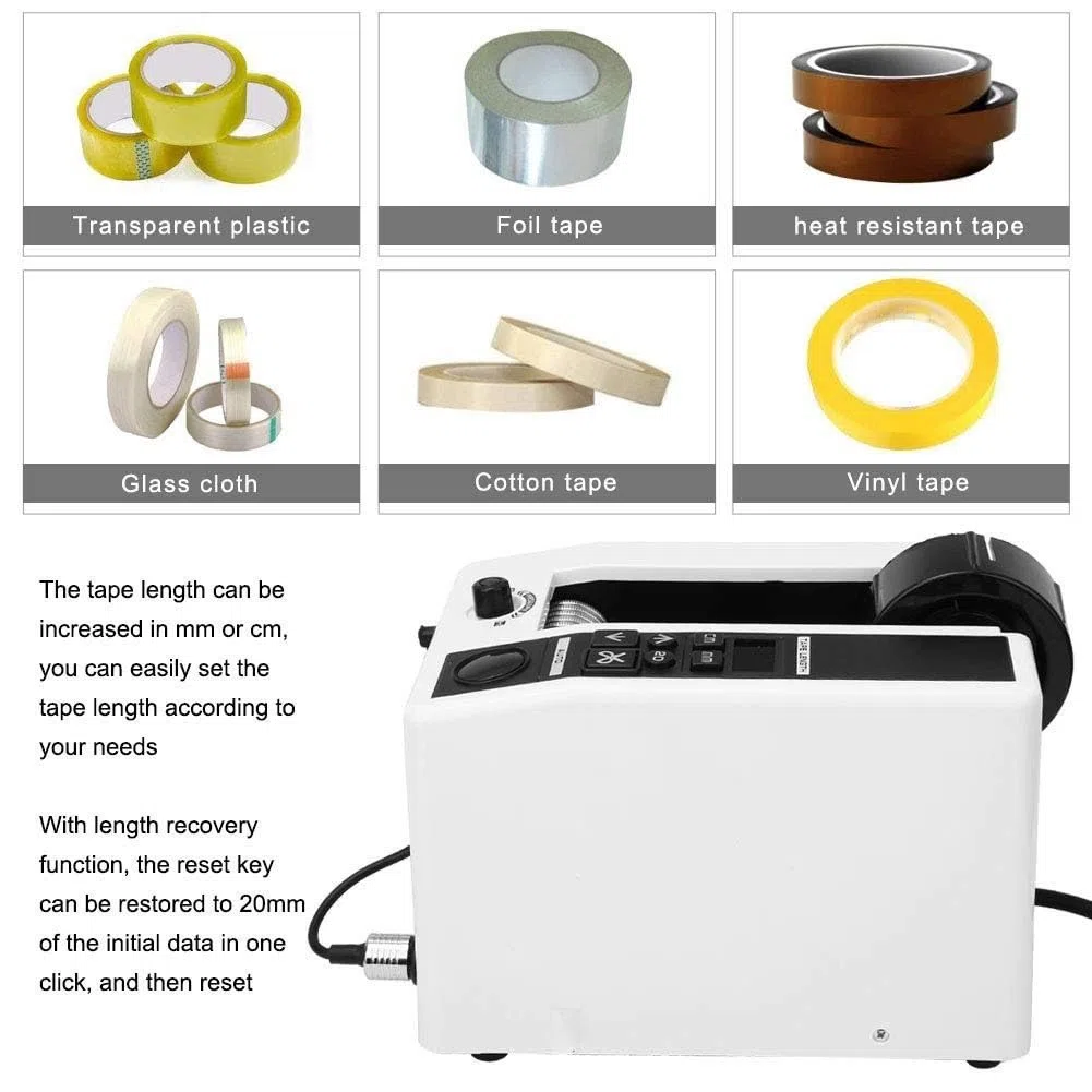 Cortador eléctrico dispensador de cinta, máquina de corte automática para envolver y embalar, corta cintas de 8 a 50 mm de ancho, 999 mm de longitud