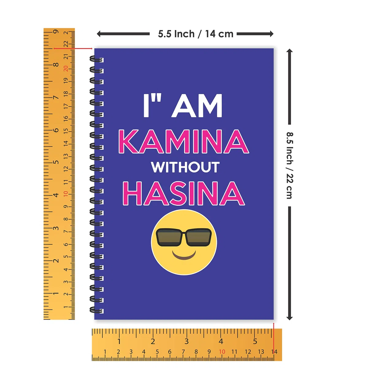 ESCAPER Diario con texto en inglés «I am Kamina with Hasina Hindi Quotes», tamaño A5, 21,6 x 14 cm, con texto en alemán, citas divertidas, diario, diario, bloc de notas, diario para regalo