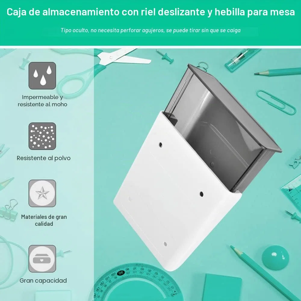 2 Cajones para Debajo de Escritoriode 20 x 17 x 7,2 cm Cajones para Debajo de Mesa con Cintas Adhesivas Organizador de Cajones para Debajo del Escritorio para Guardar Cosas Pequeñas