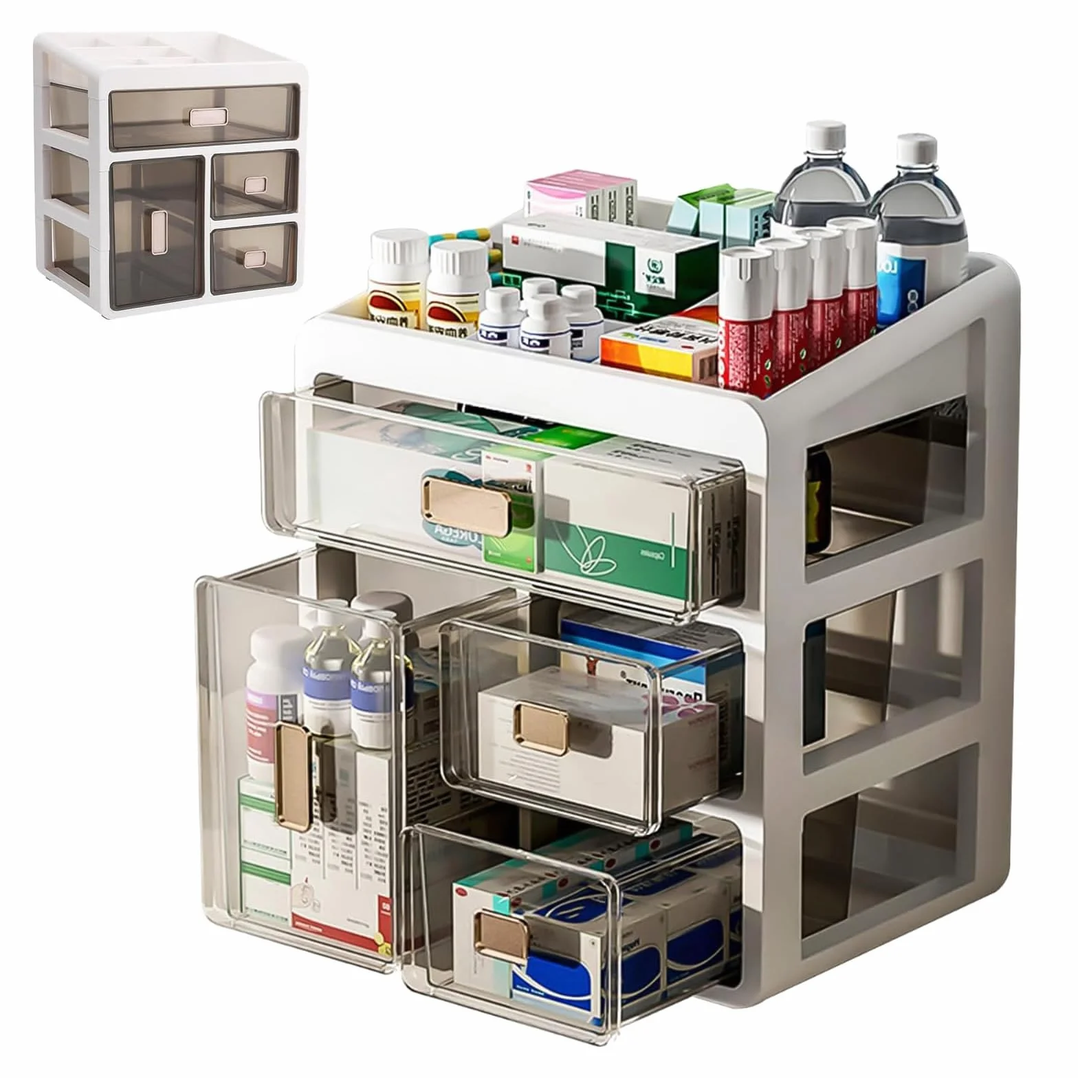 Caja de almacenamiento de medicamentos 4 niveles para hogar