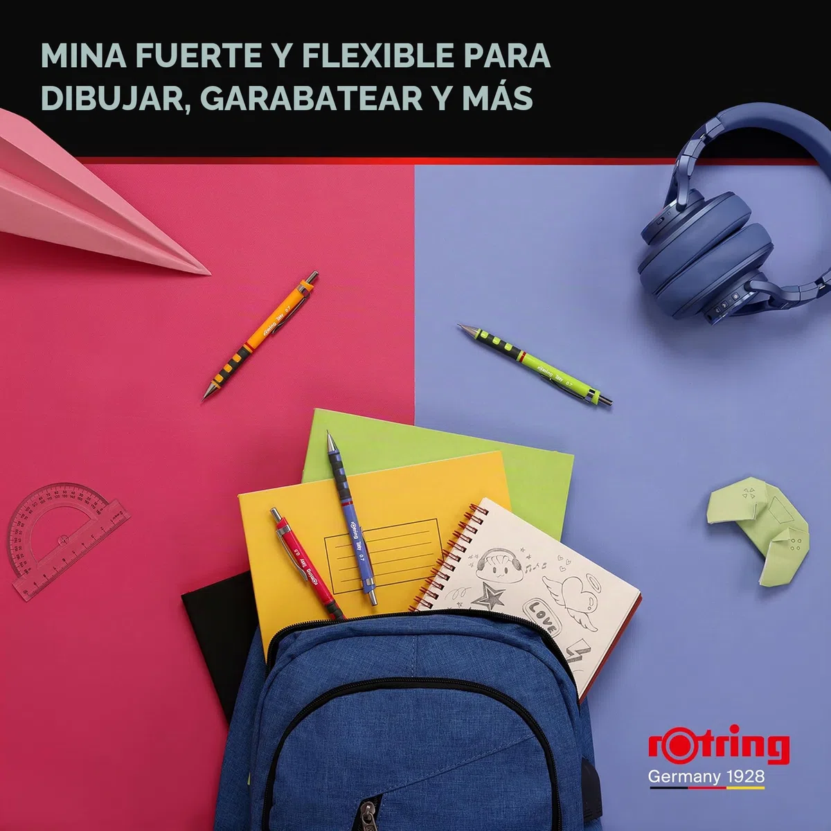 Portaminas rOtring Tikky | HB 0,5 mm | Cuerpo caléndula | Ligero con agarre de goma